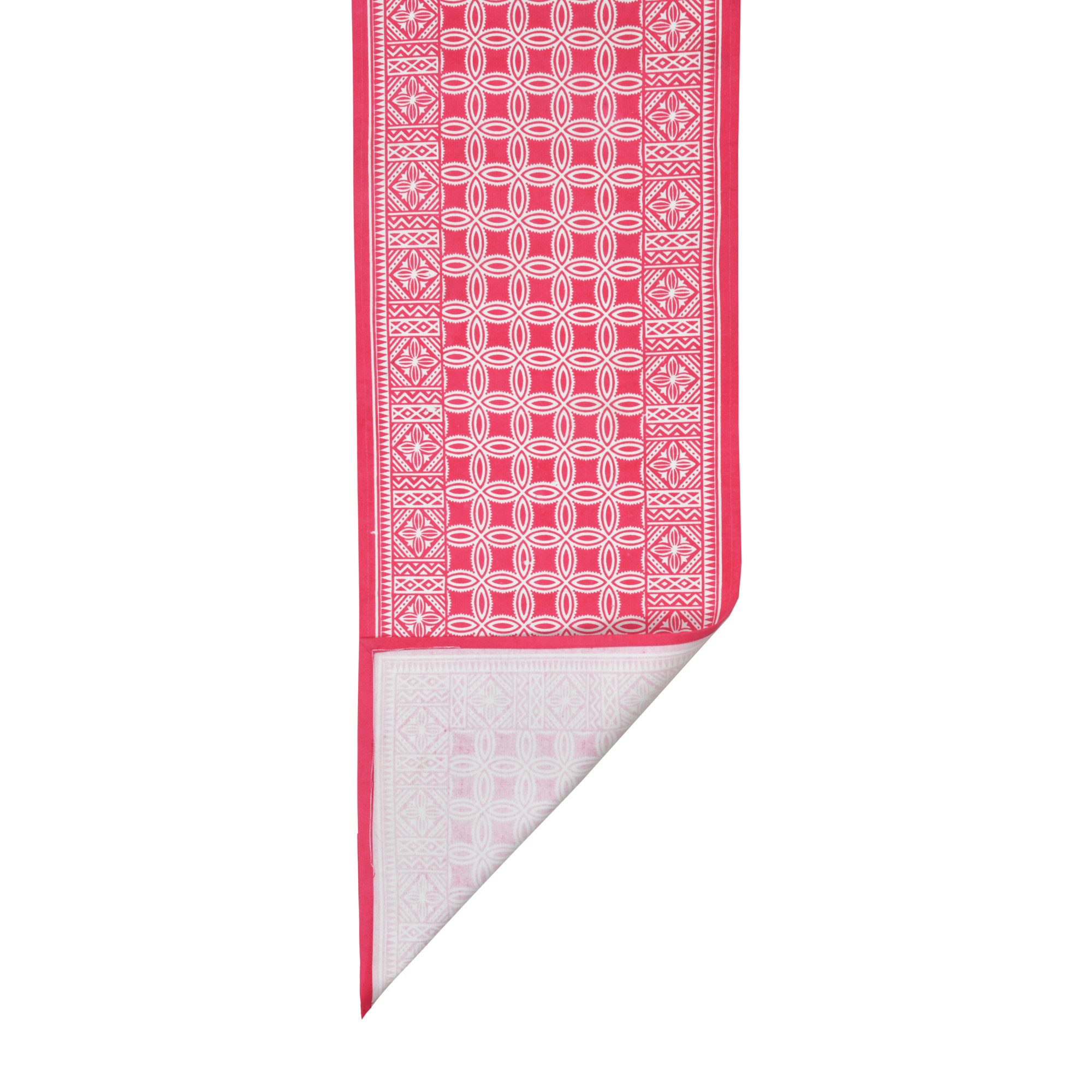 Cotton Table Runner for CenterDining Table 152 x 35 Centimeter Pink Geometric Pattern