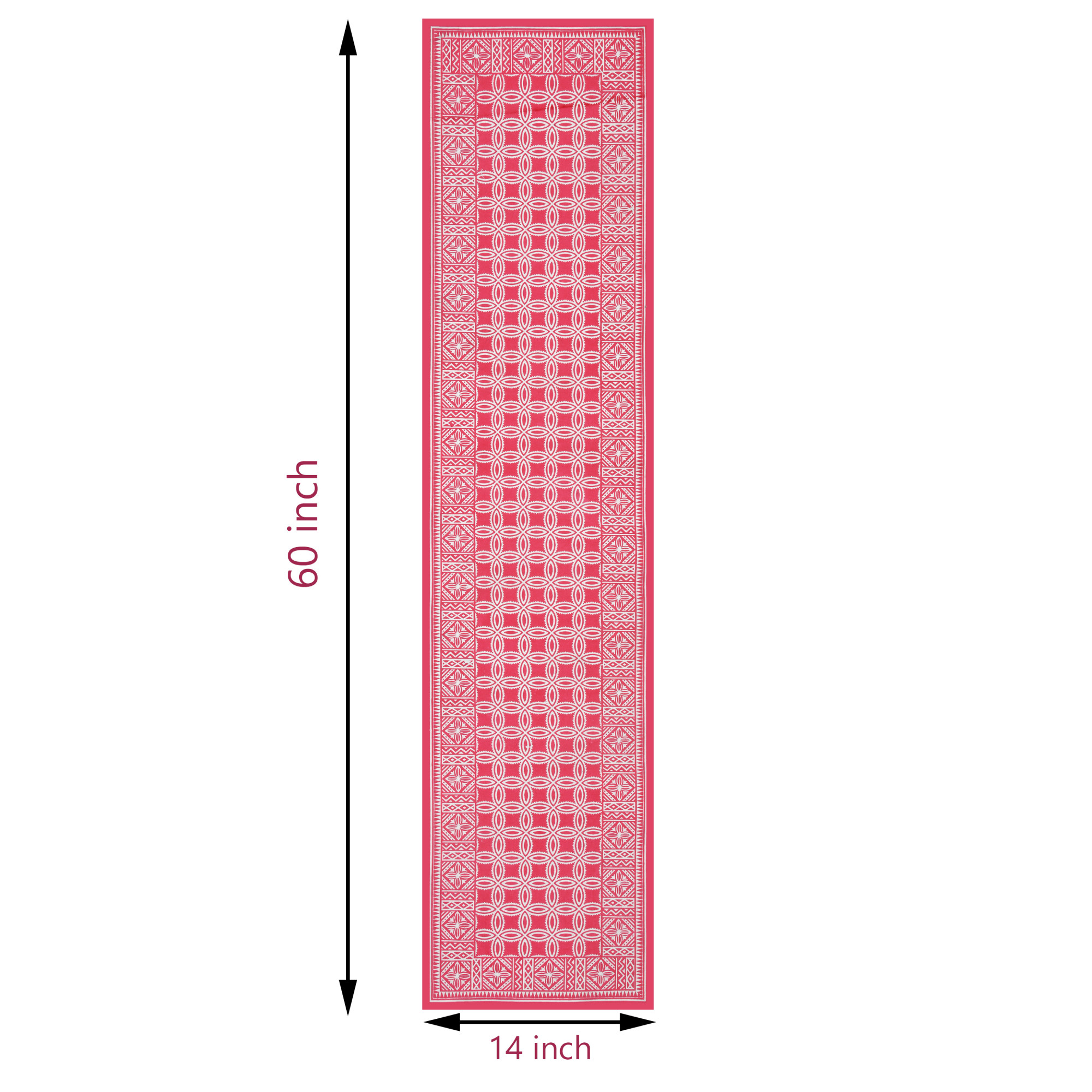 Cotton Table Runner for CenterDining Table 152 x 35 Centimeter Pink Geometric Pattern