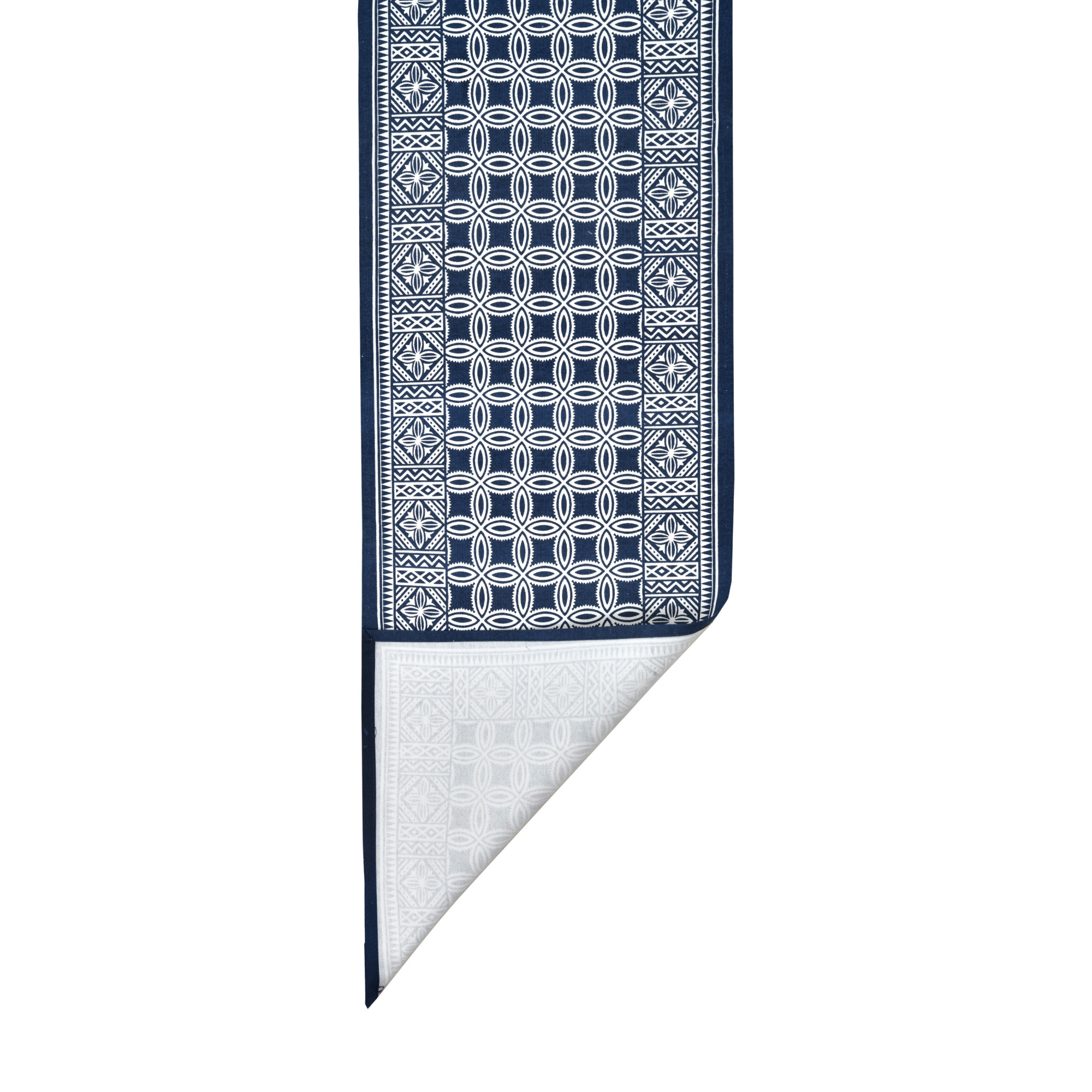 Cotton Table Runner for CenterDining Table 152 x 35 Centimeter Blue Geometric Pattern