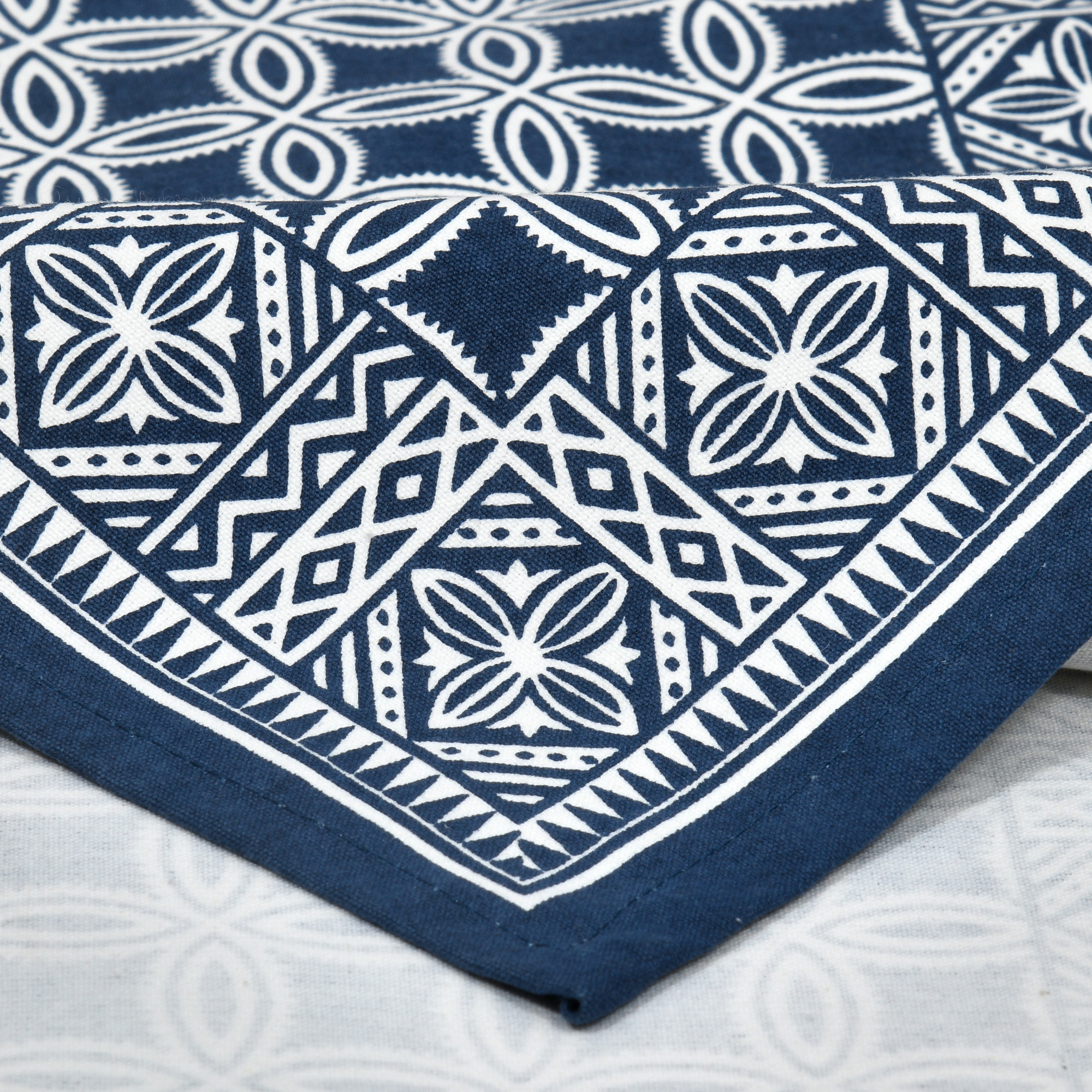 Cotton Table Runner for CenterDining Table 152 x 35 Centimeter Blue Geometric Pattern
