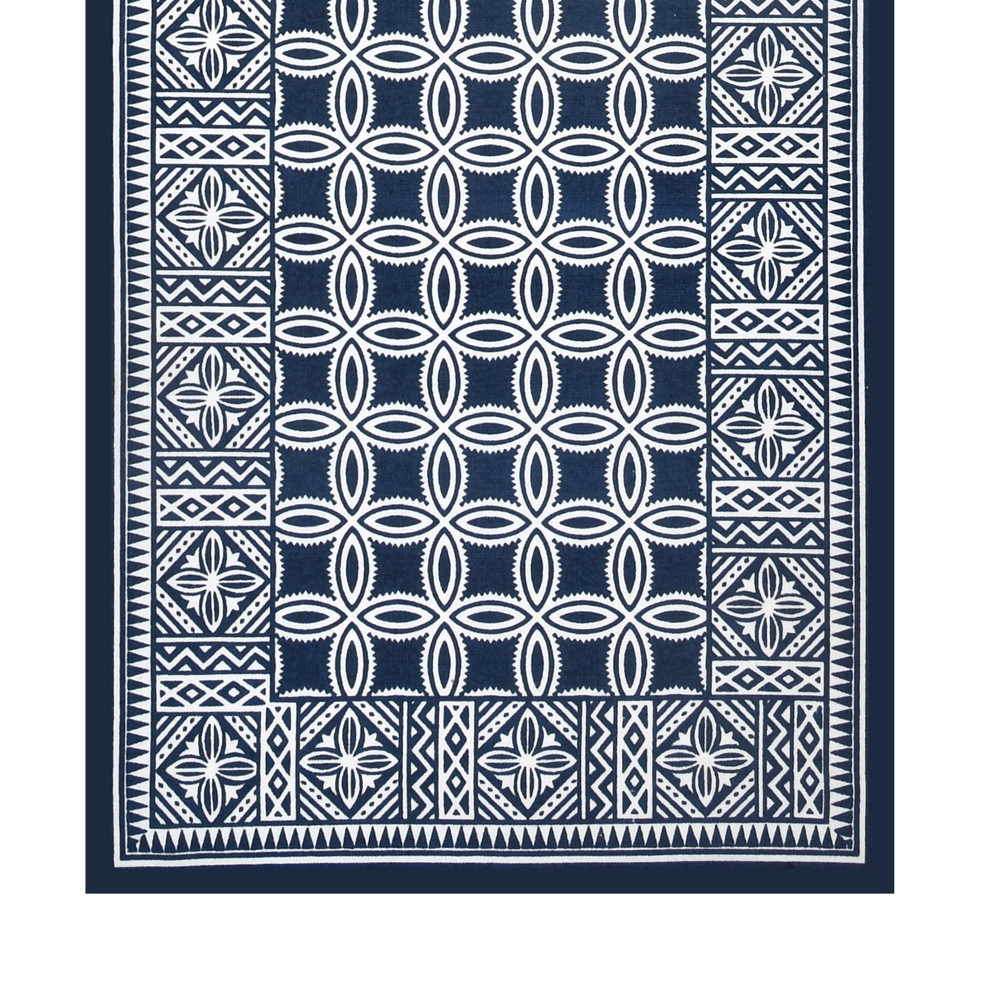 Cotton Table Runner for CenterDining Table 152 x 35 Centimeter Blue Geometric Pattern