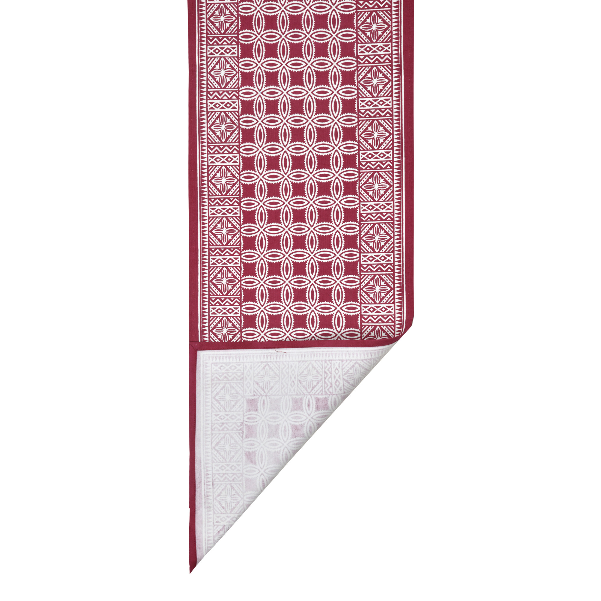Cotton Table Runner for CenterDining Table 152 x 35 Centimeter Maroon Geometric Pattern