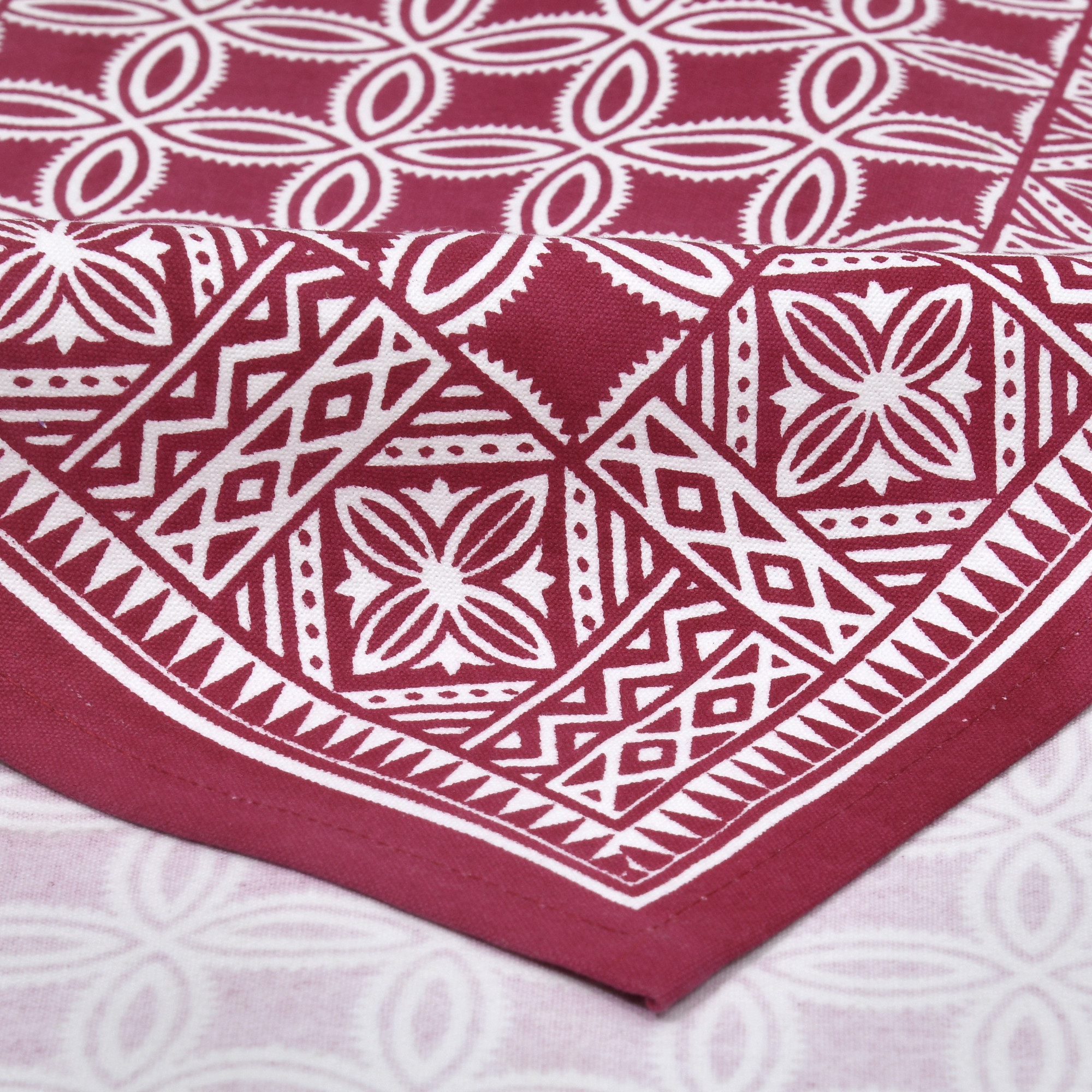 Cotton Table Runner for CenterDining Table 152 x 35 Centimeter Maroon Geometric Pattern