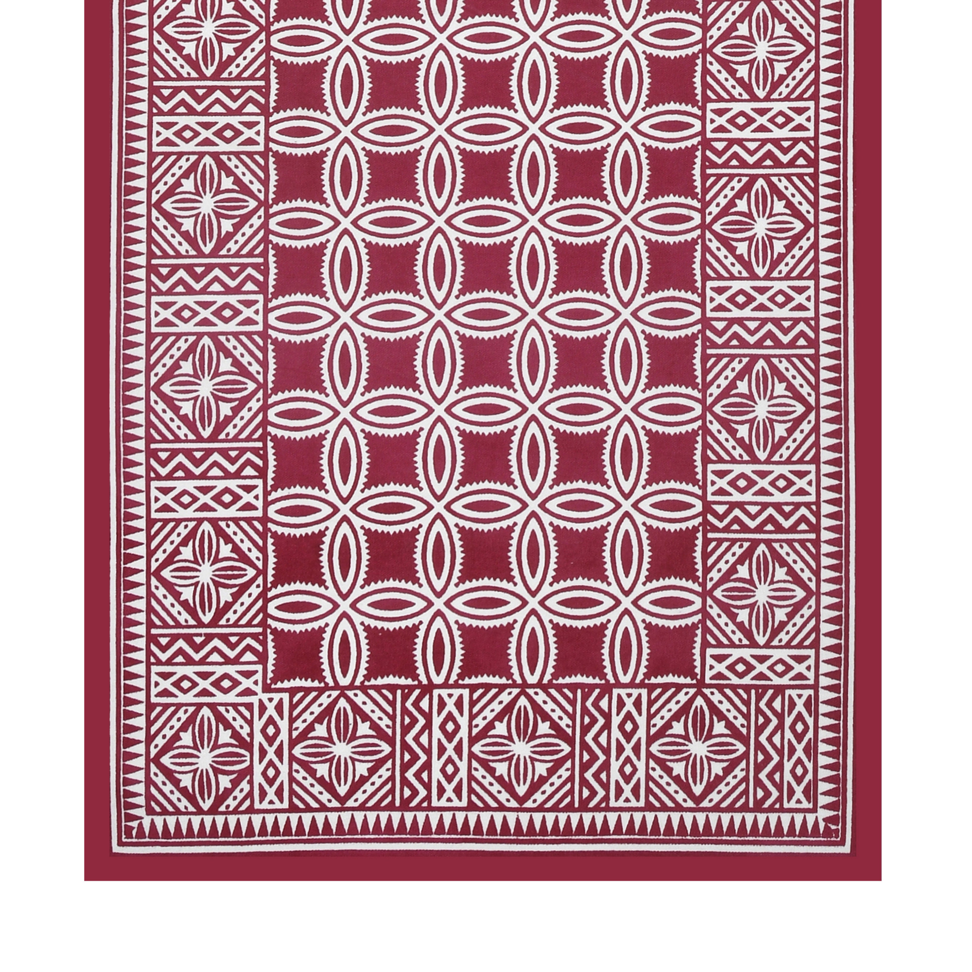 Cotton Table Runner for CenterDining Table 152 x 35 Centimeter Maroon Geometric Pattern