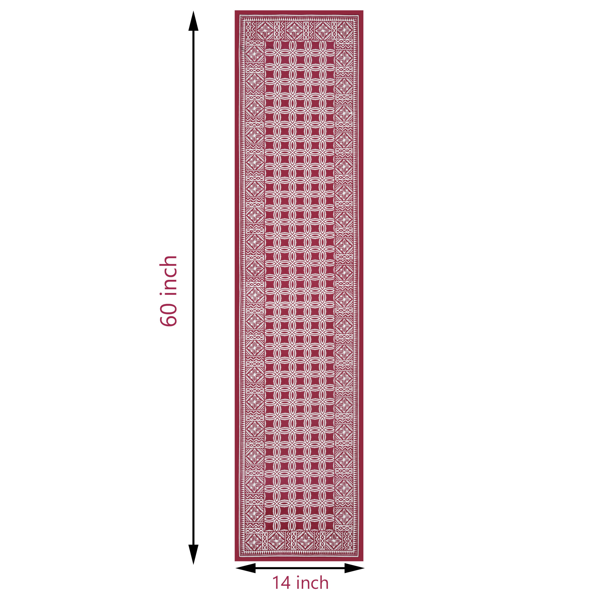 Cotton Table Runner for CenterDining Table 152 x 35 Centimeter Maroon Geometric Pattern