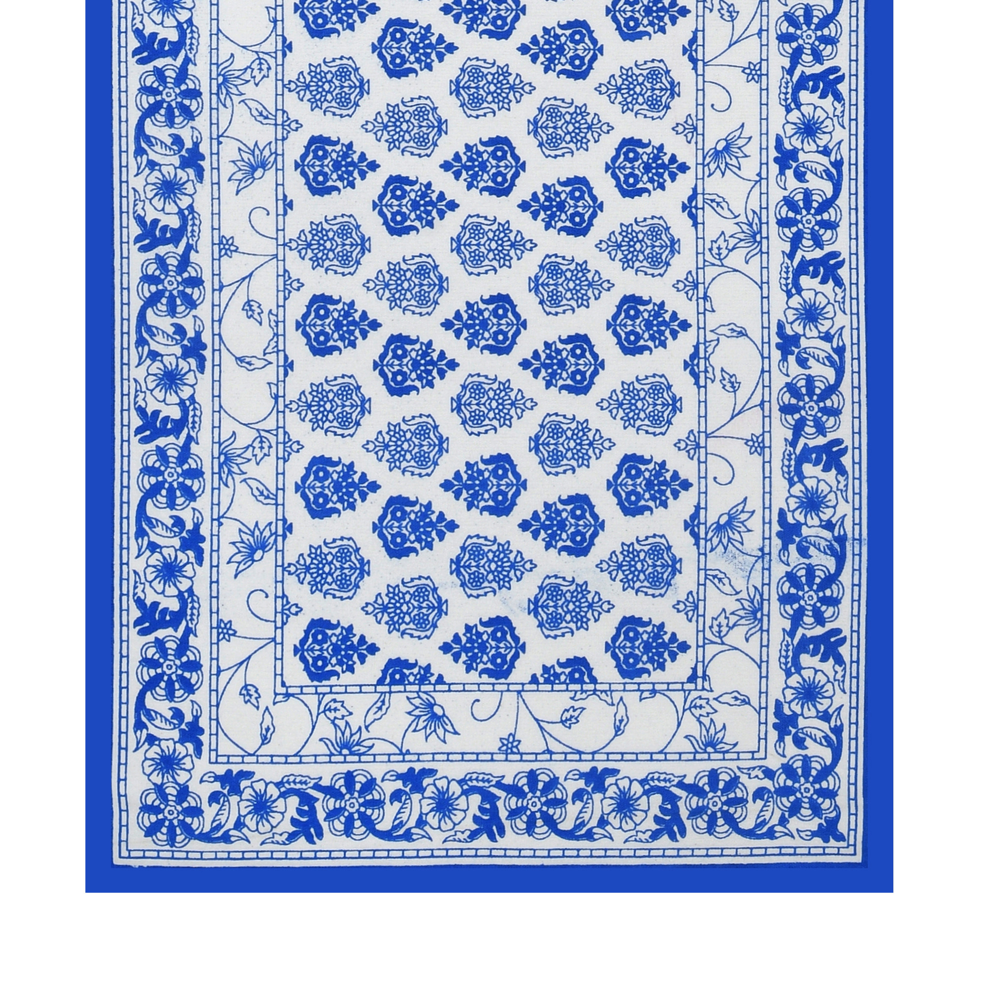 Blue Floral Print Pure Cotton Table Runner for CenterDining Table 152 x 35 Centimeter