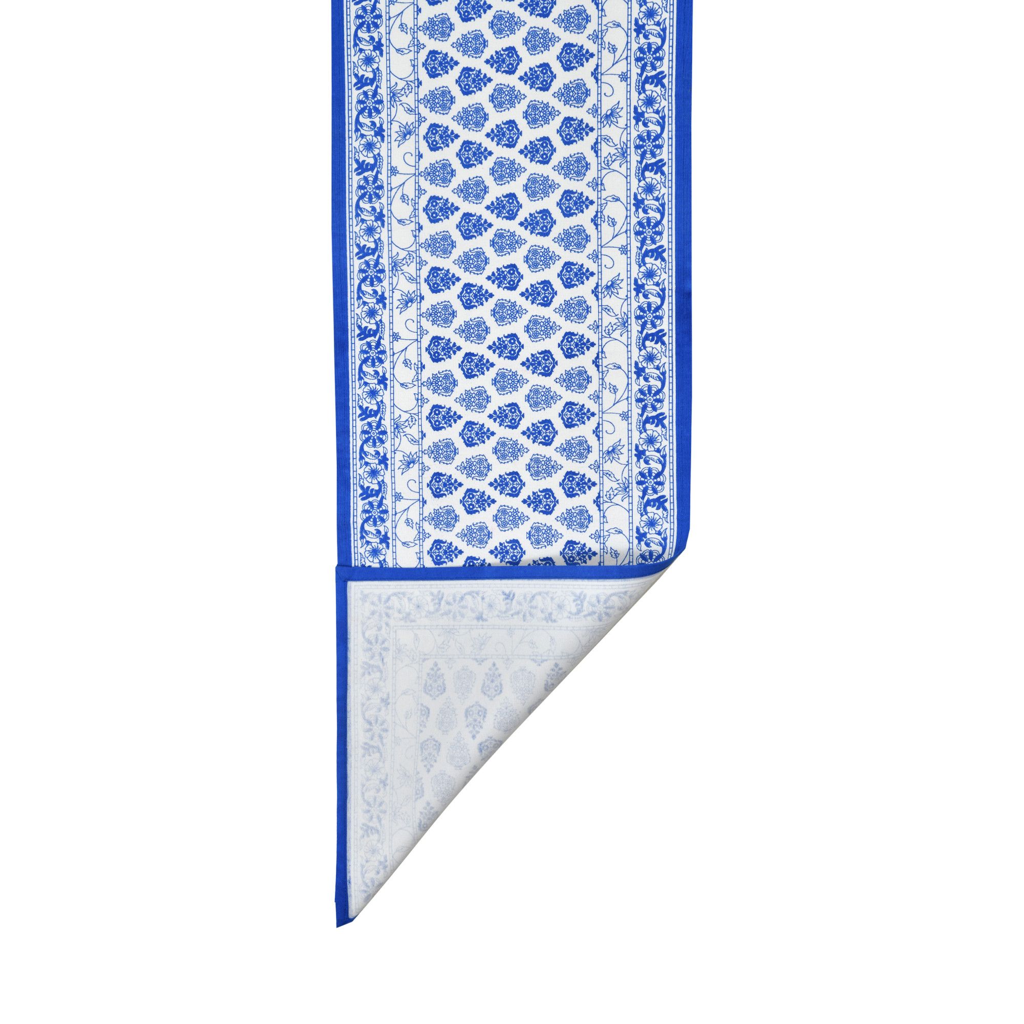 Blue Floral Print Pure Cotton Table Runner for CenterDining Table 152 x 35 Centimeter