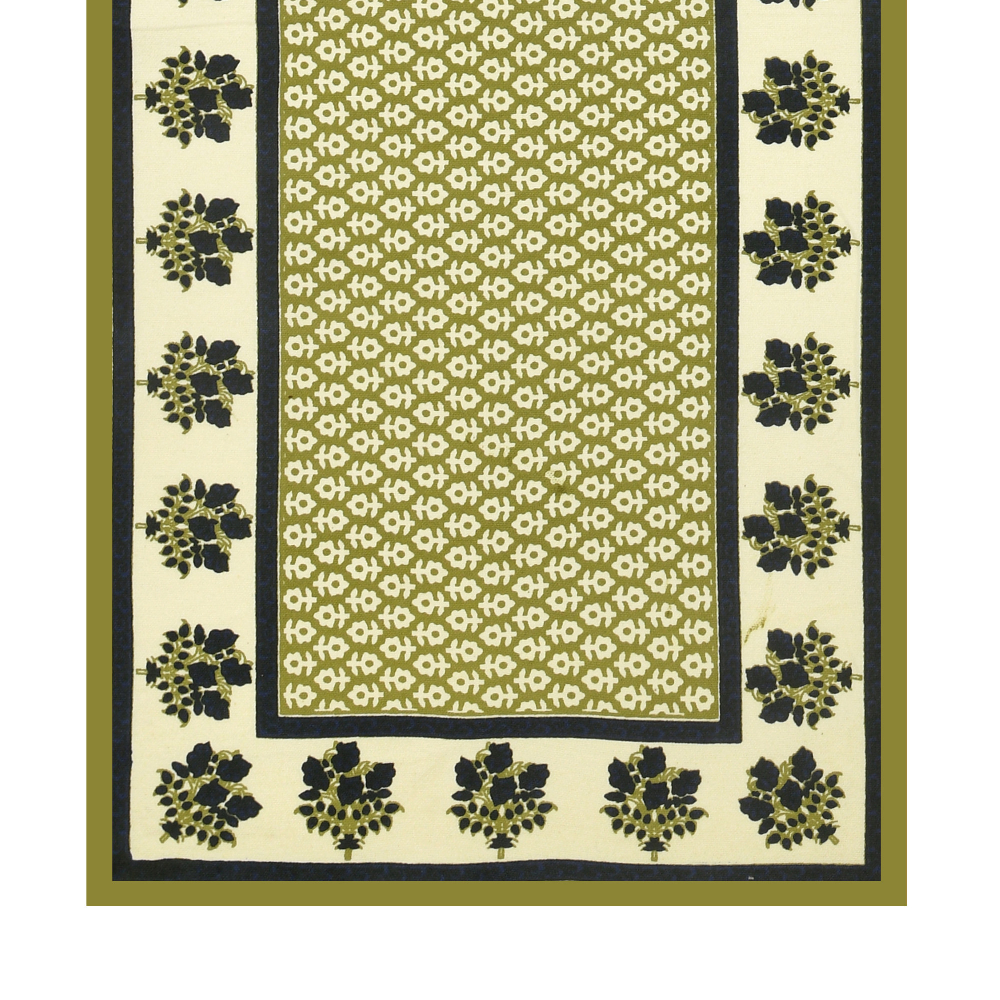 Green Floral Print Pure Cotton Table Runner for CenterDining Table 152 x 35 Centimeter