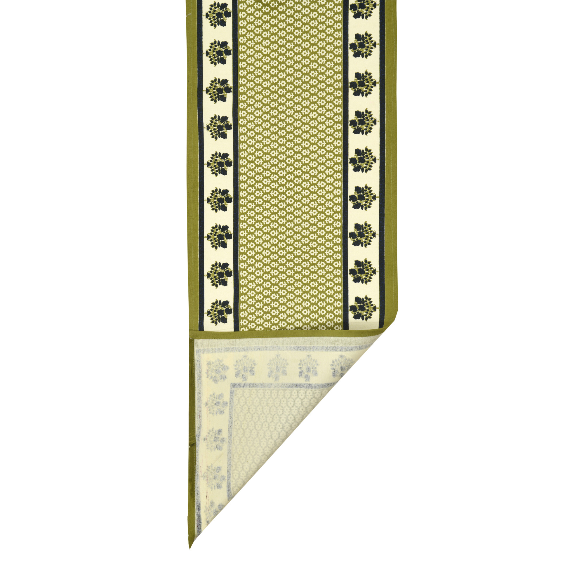 Green Floral Print Pure Cotton Table Runner for CenterDining Table 152 x 35 Centimeter