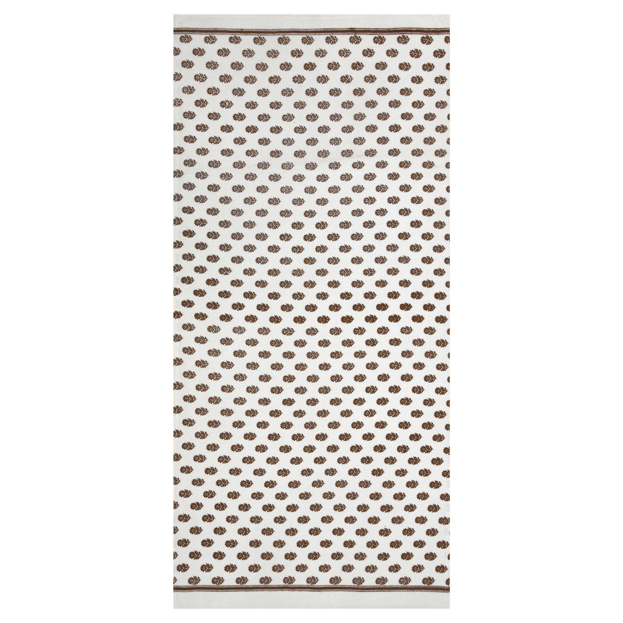 THE CRAFT MONK Cotton Hand Block Printed Waffle Fabric Towel Brown Buta