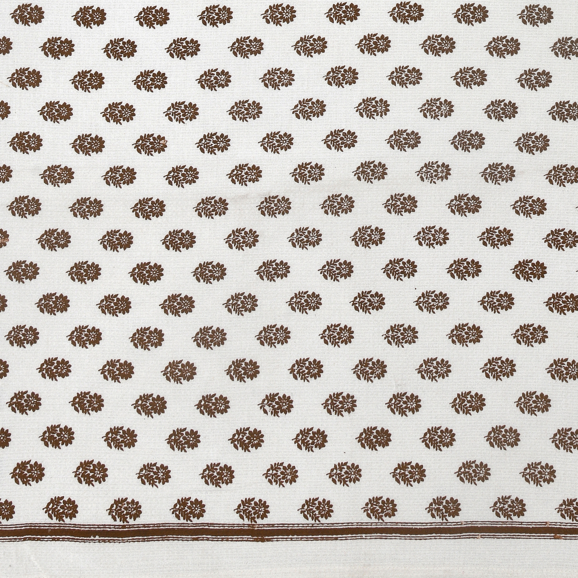 THE CRAFT MONK Cotton Hand Block Printed Waffle Fabric Towel Brown Buta