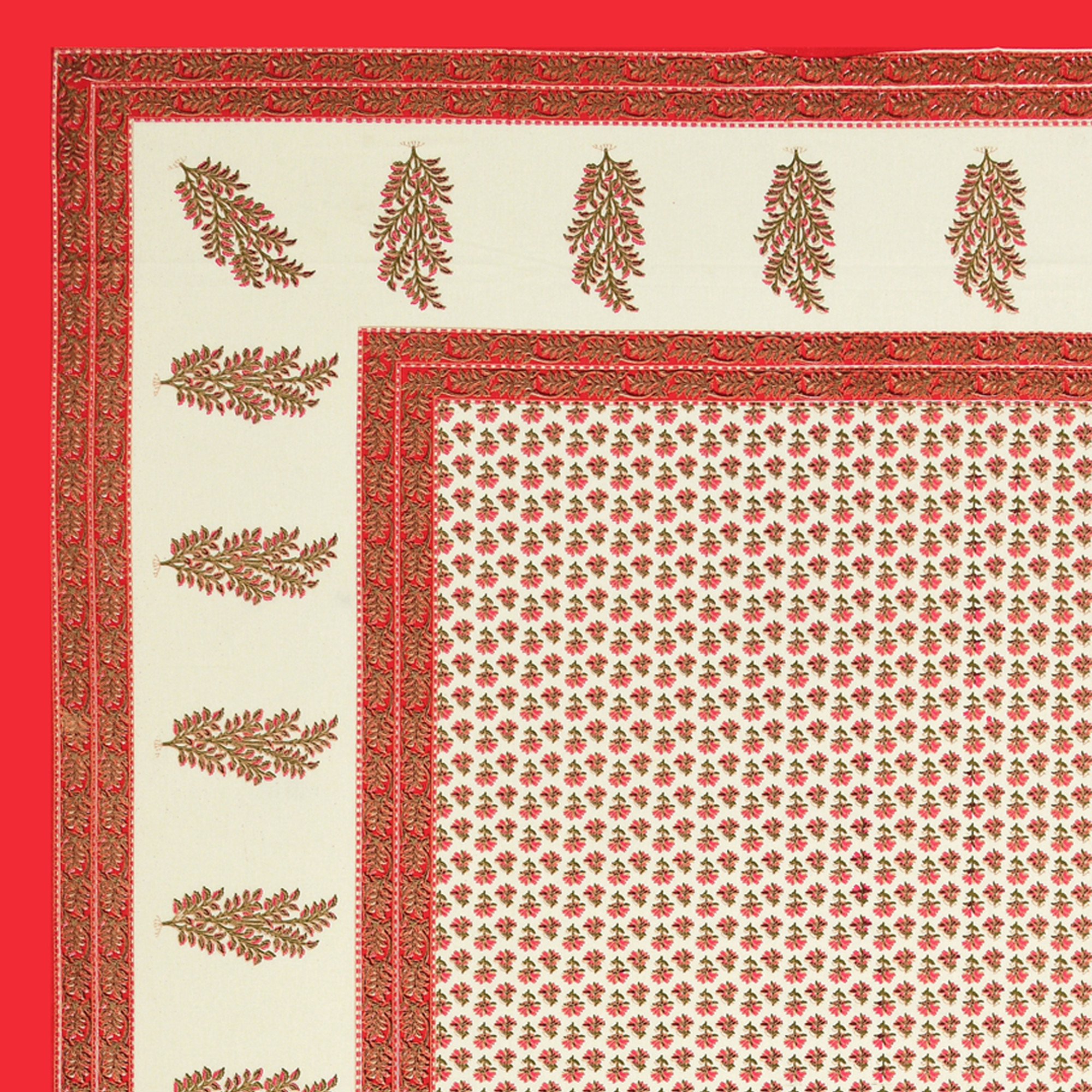 Pink Floral 100 Pure Cotton Diwan Set for Living Room - Set Of 8 Pieces