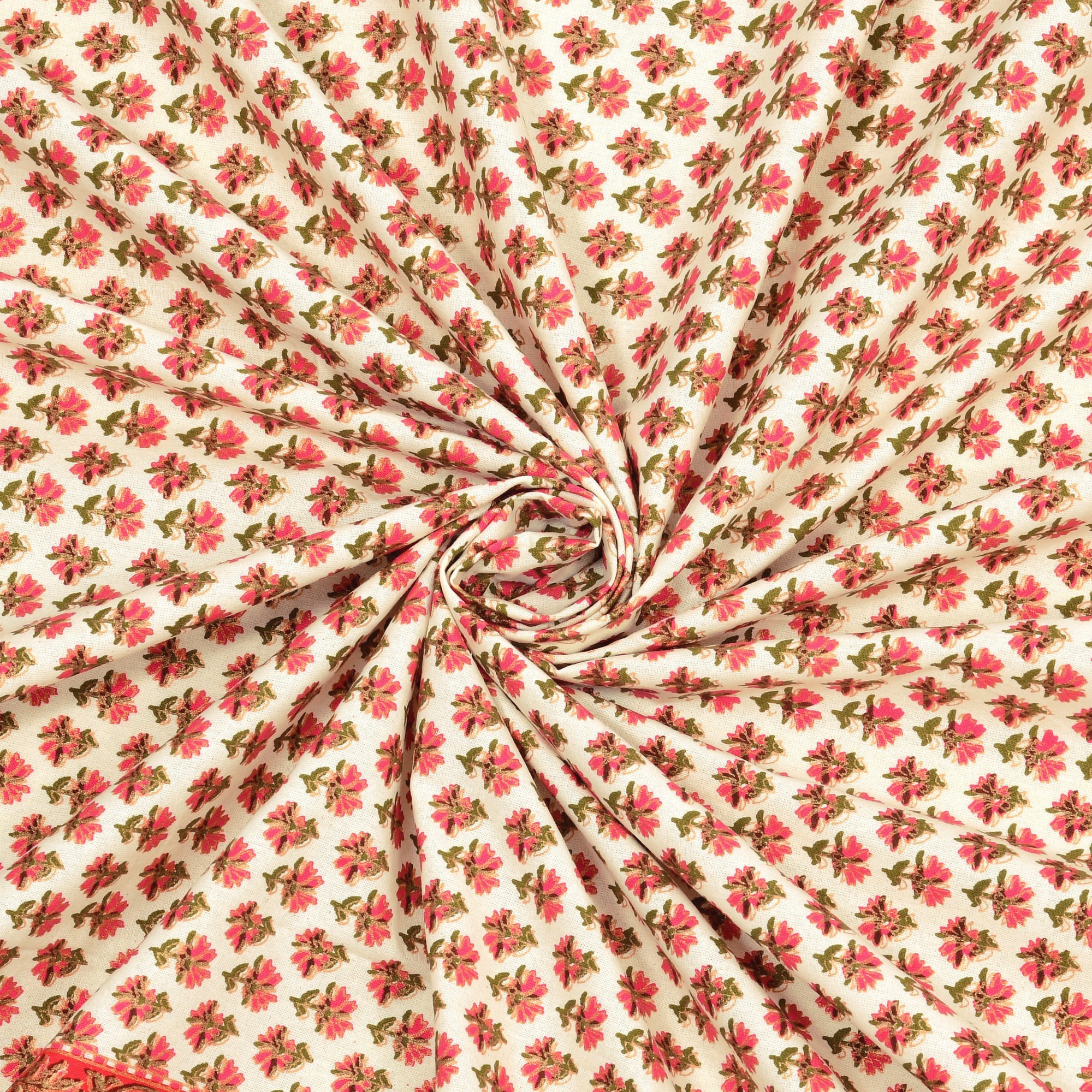 Pink Floral 100 Pure Cotton Diwan Set for Living Room - Set Of 8 Pieces