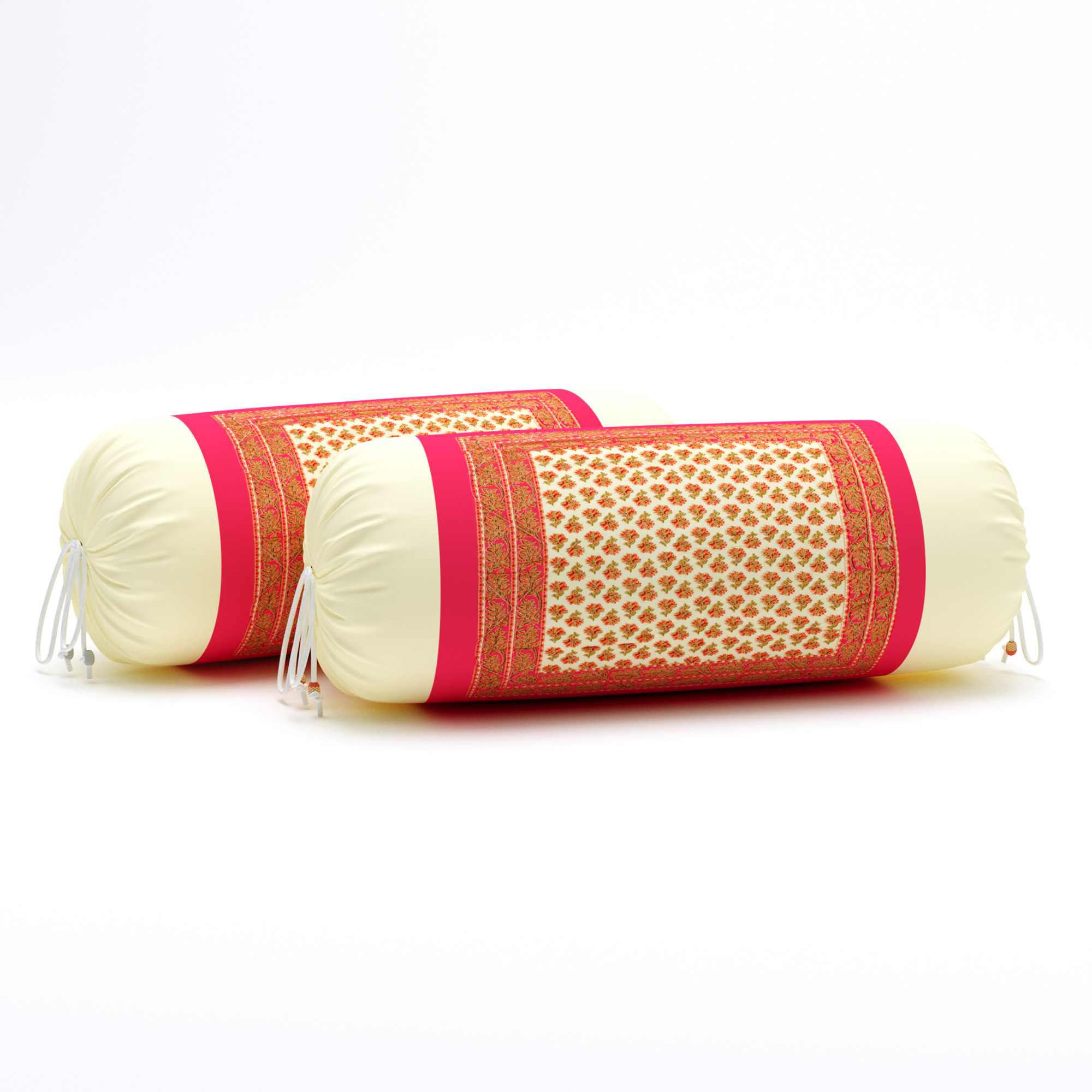 Pink Floral 100 Pure Cotton Diwan Set for Living Room - Set Of 8 Pieces