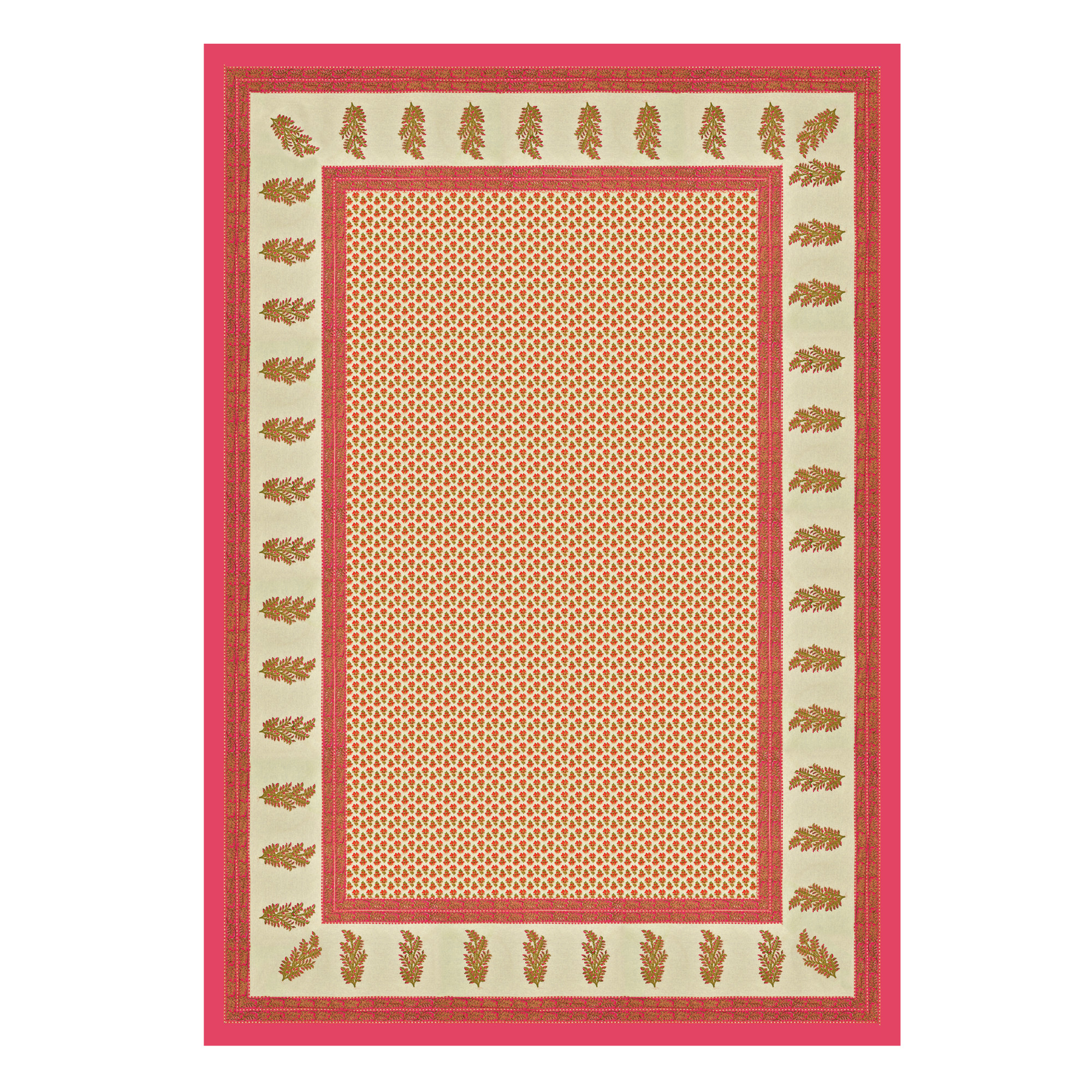 Pink Floral 100 Pure Cotton Diwan Set for Living Room - Set Of 8 Pieces