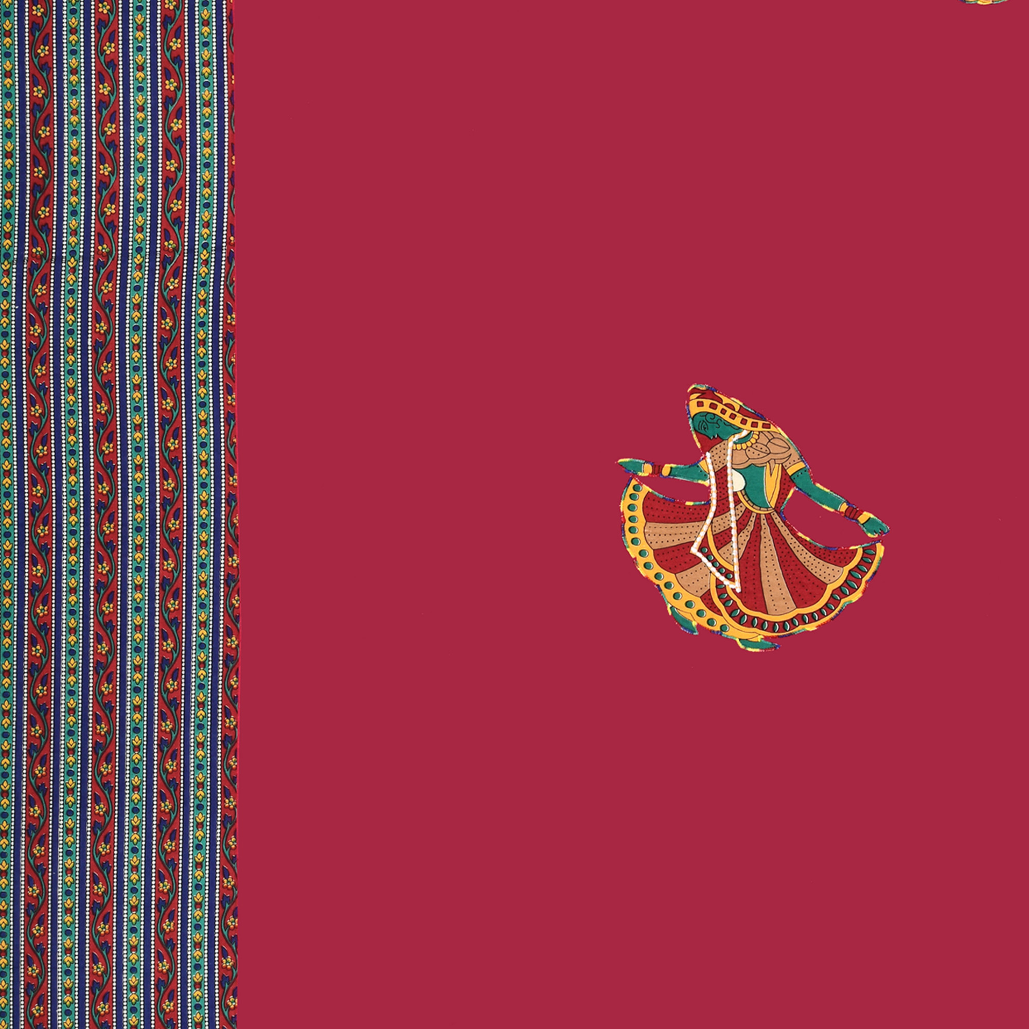 Rajasthani Traditional Dancing Lady 100 Pure Cotton Diwan Set for Living Room - Set Of 8 Pieces