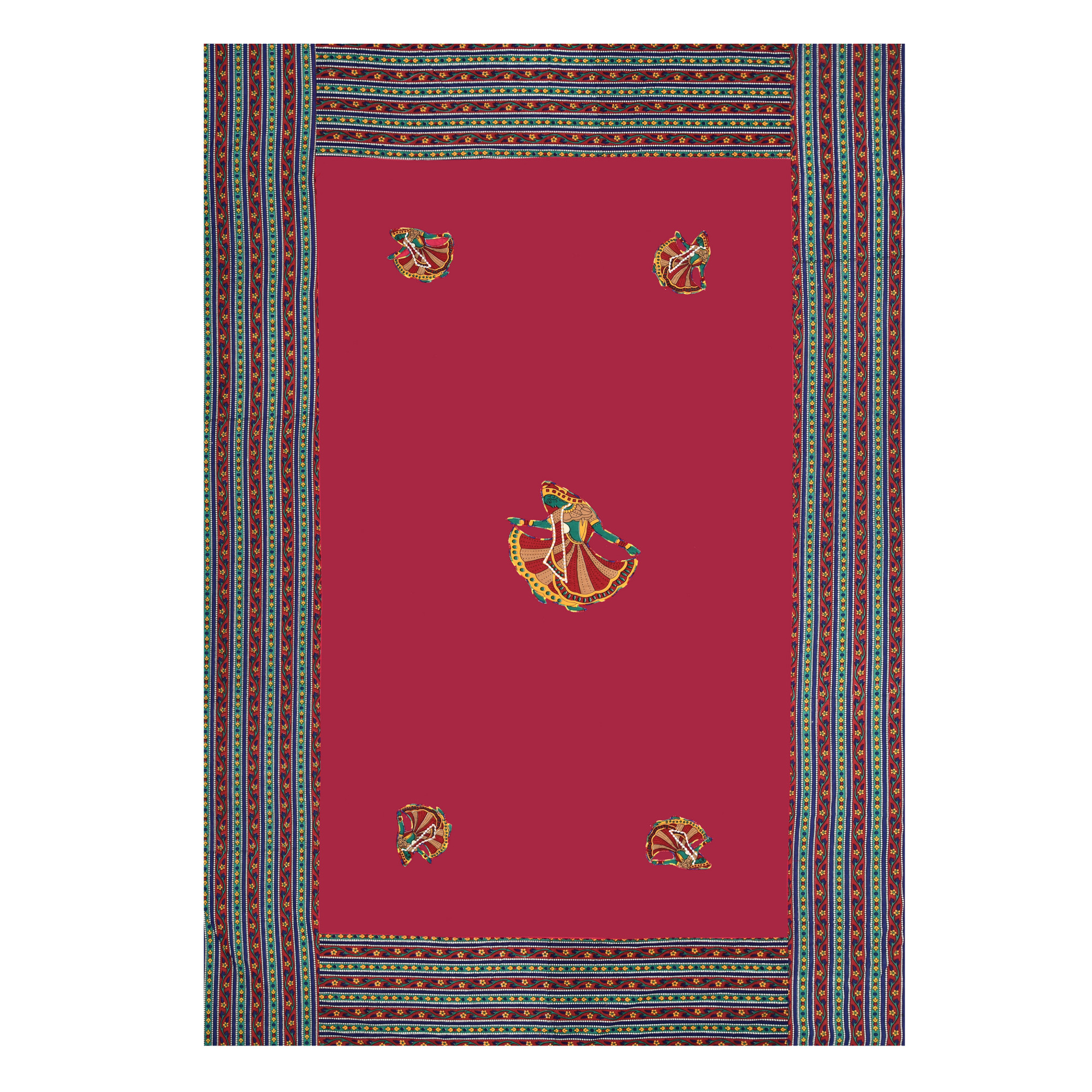 Rajasthani Traditional Dancing Lady 100 Pure Cotton Diwan Set for Living Room - Set Of 8 Pieces