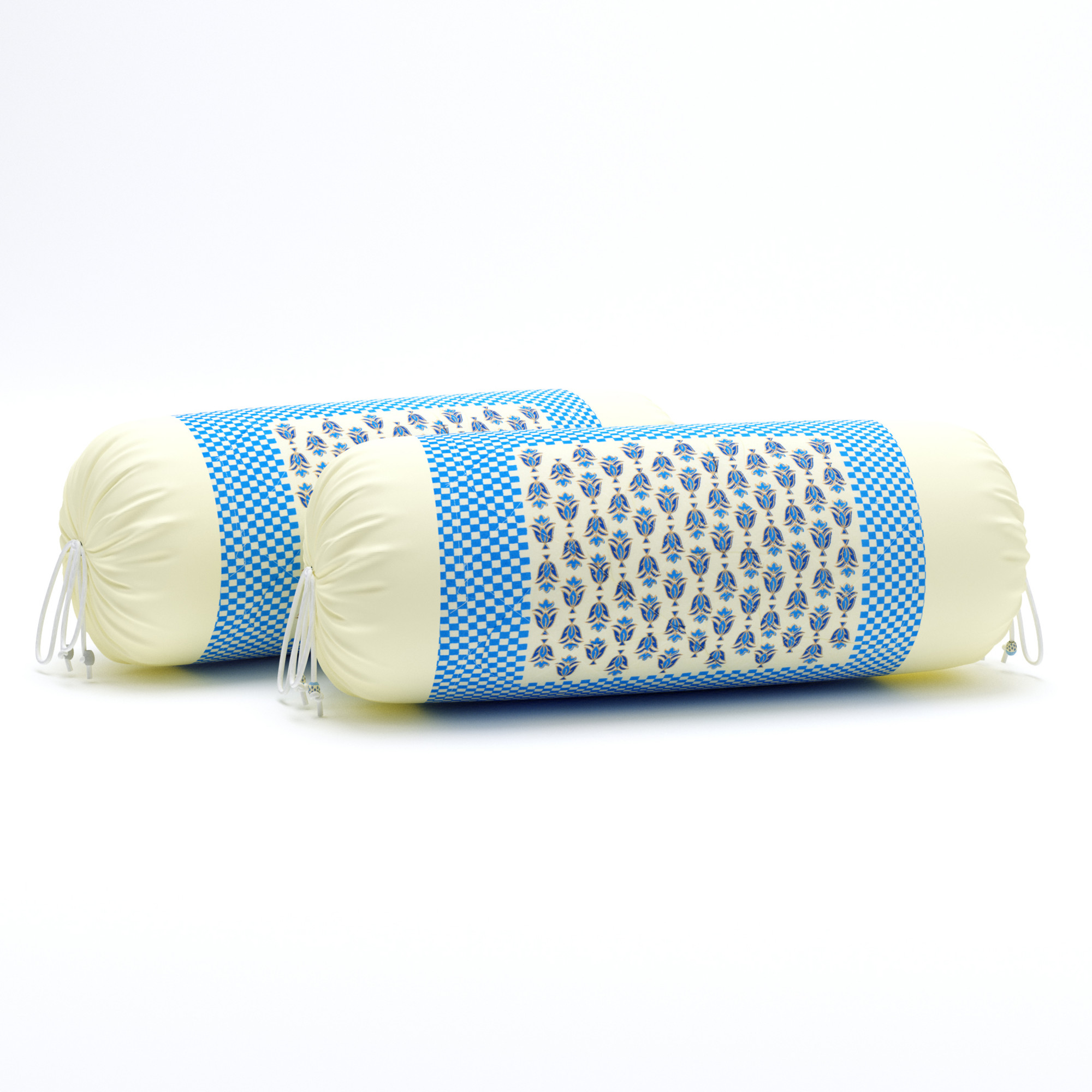 Blue Floral 100 Pure Cotton Diwan Set for Living Room - Set Of 8 Pieces