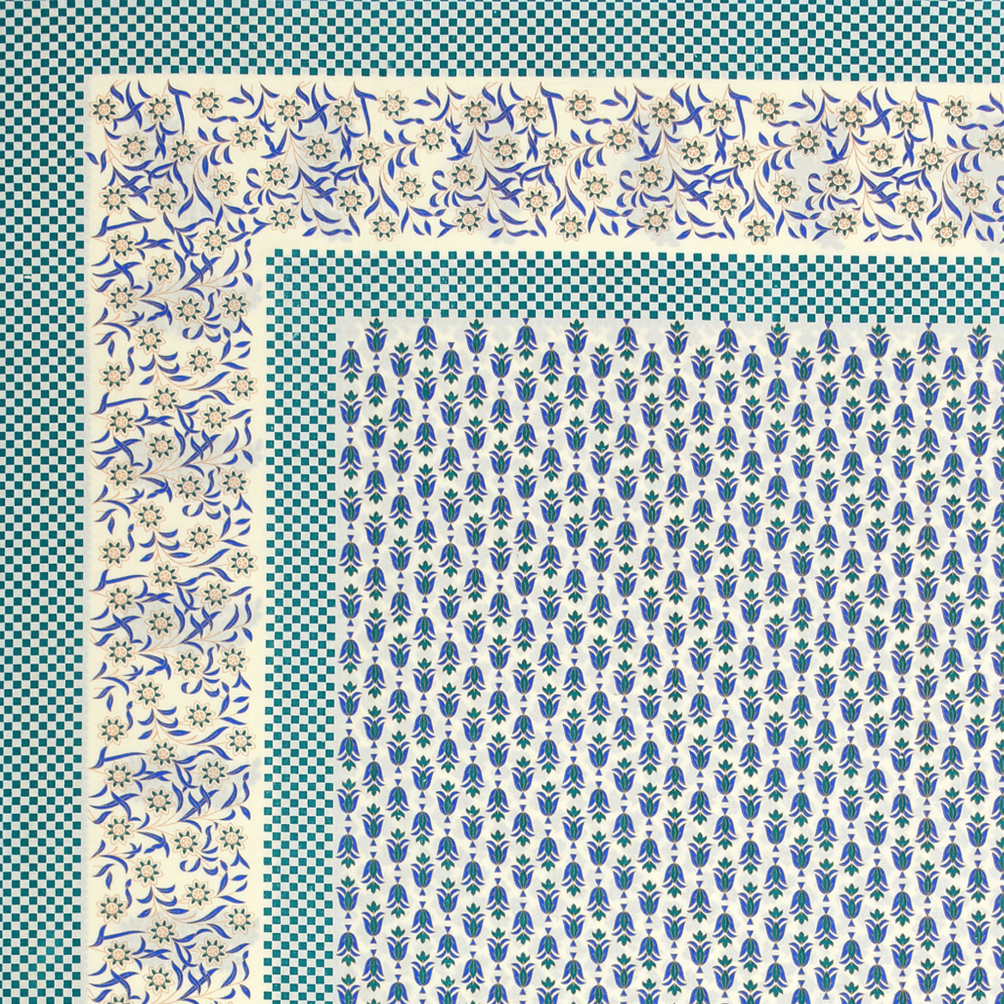 Green Floral 100 Pure Cotton Diwan Set for Living Room - Set Of 8 Pieces