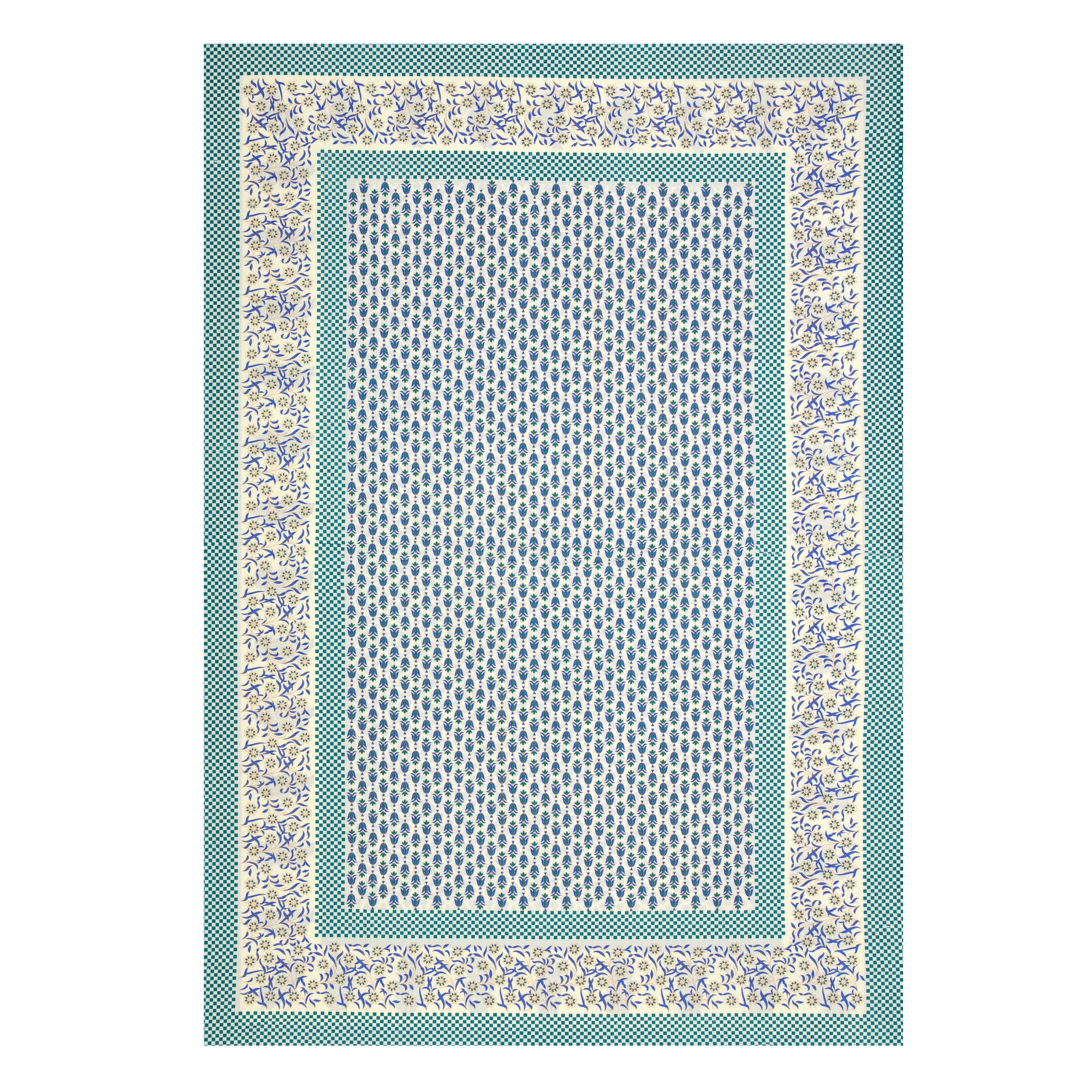 Green Floral 100 Pure Cotton Diwan Set for Living Room - Set Of 8 Pieces