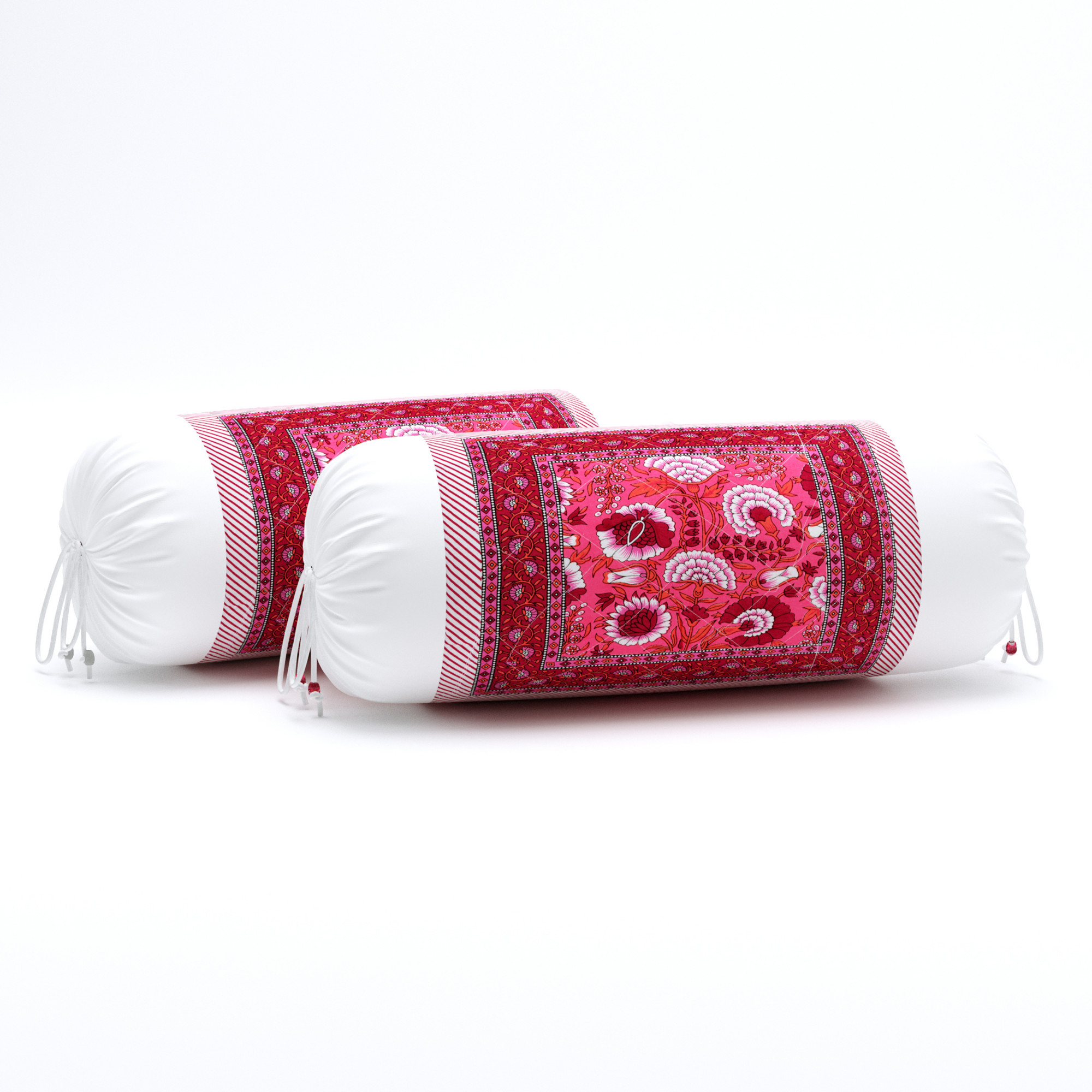 Pink Floral 100 Pure Cotton Diwan Set for Living Room - Set Of 8 Pieces