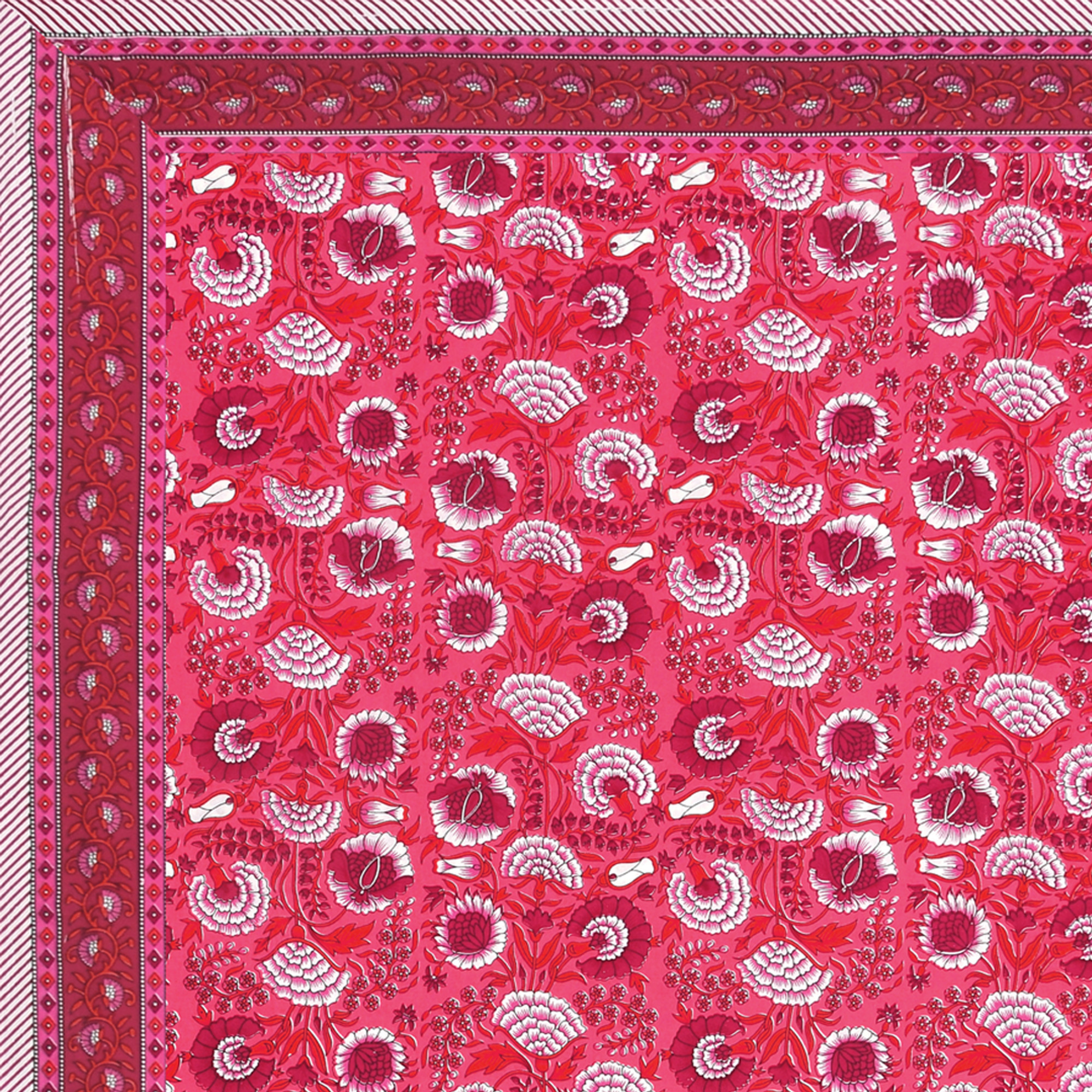 Pink Floral 100 Pure Cotton Diwan Set for Living Room - Set Of 8 Pieces
