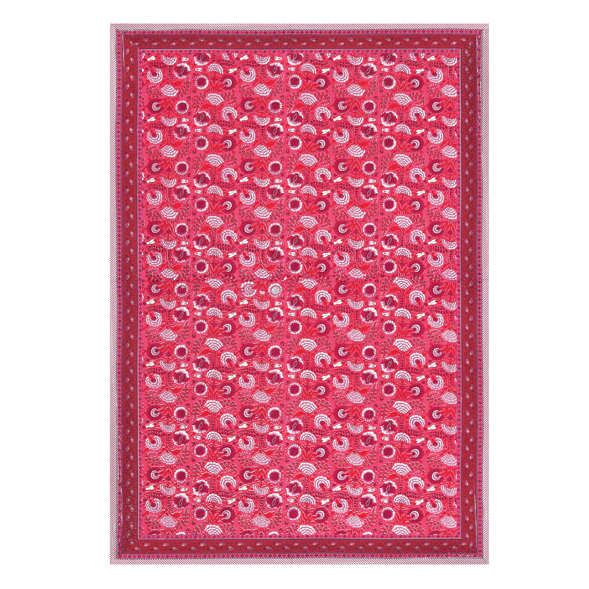 Pink Floral 100 Pure Cotton Diwan Set for Living Room - Set Of 8 Pieces