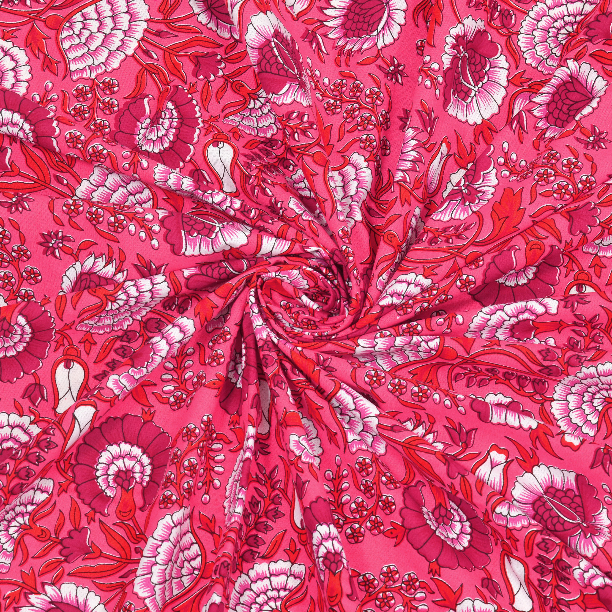 Pink Floral 100 Pure Cotton Diwan Set for Living Room - Set Of 8 Pieces