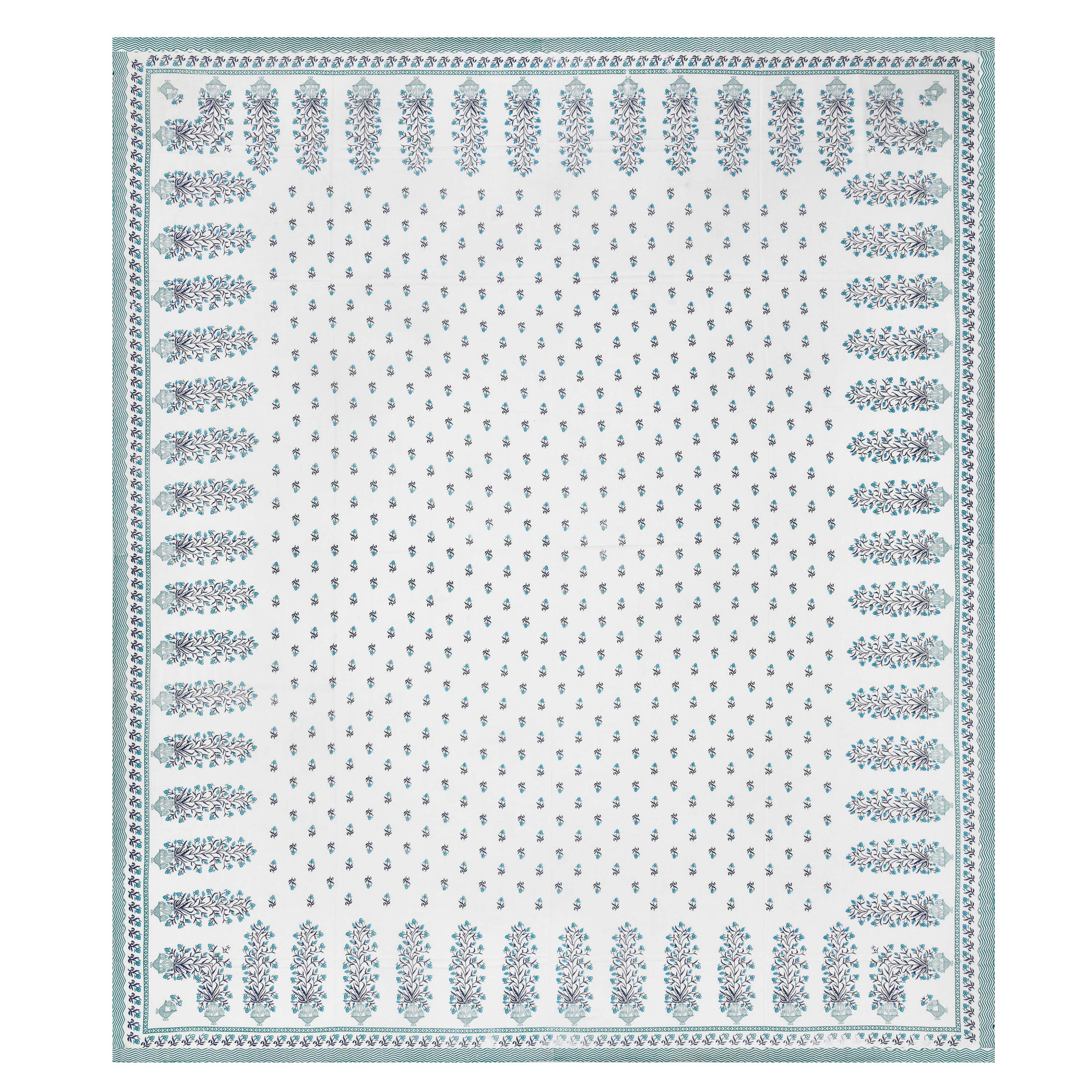 Green Ethnic Motifs Printed Pure Cotton Double Bedsheet with 2 Pillow Covers