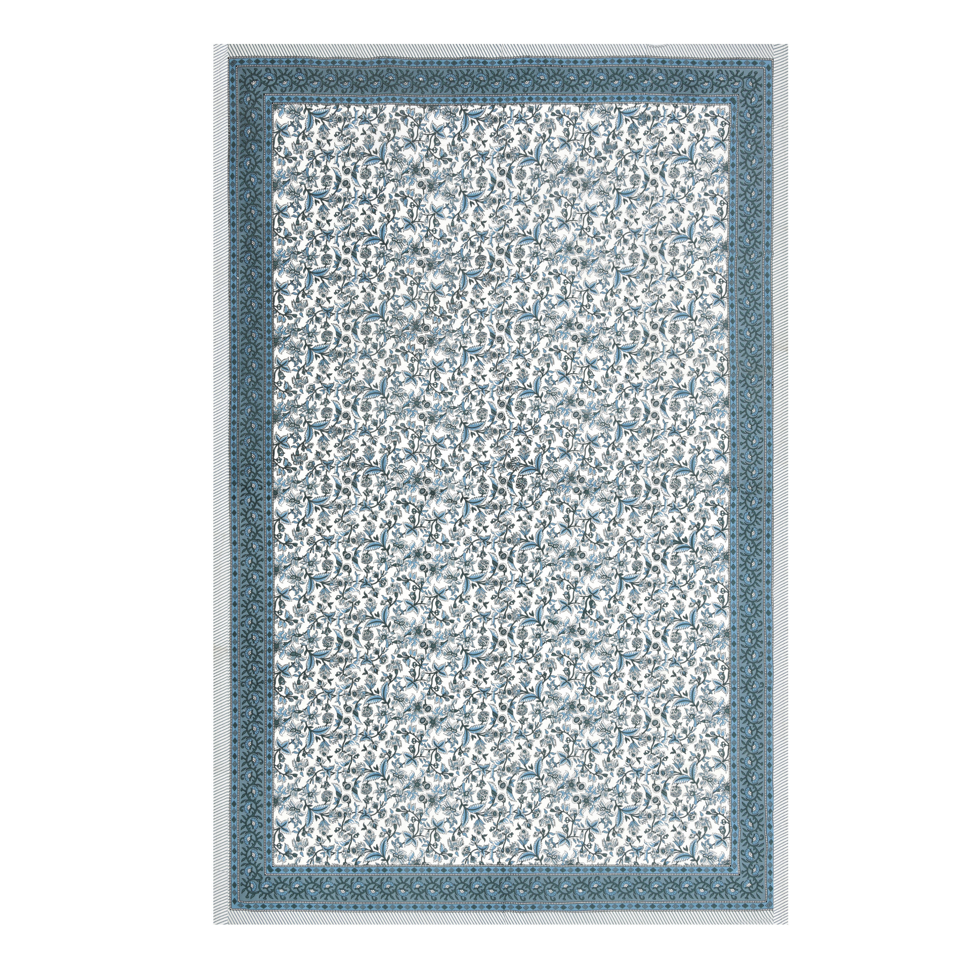 Grey Floral Printed 100 Pure Cotton Diwan Set for Living Room - Set Of 8 Pieces 1 Diwan sheet 5 Cushion Covers 2 Bolster Covers