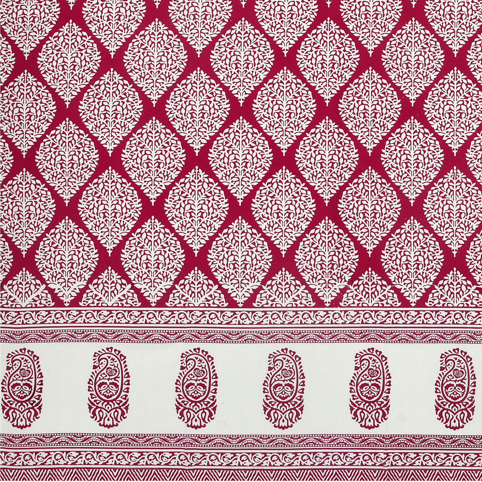 Maroon Ethnic Motifs 100 Cotton Curtains For Living Room Bedroom Curtains - Pack Of 2 Curtains