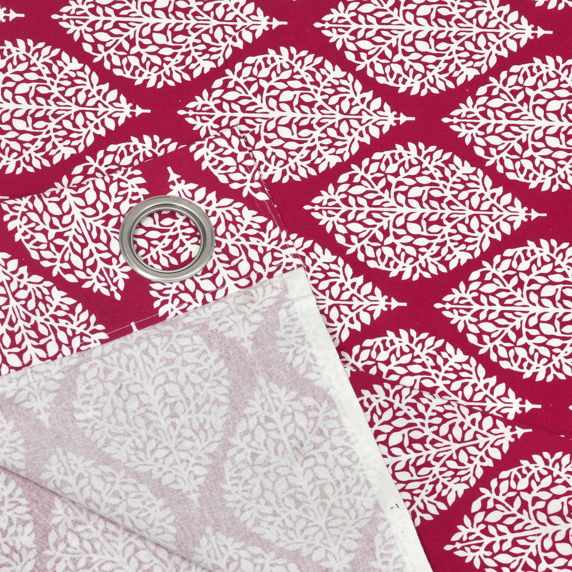 Maroon Ethnic Motifs 100 Cotton Curtains For Living Room Bedroom Curtains - Pack Of 2 Curtains