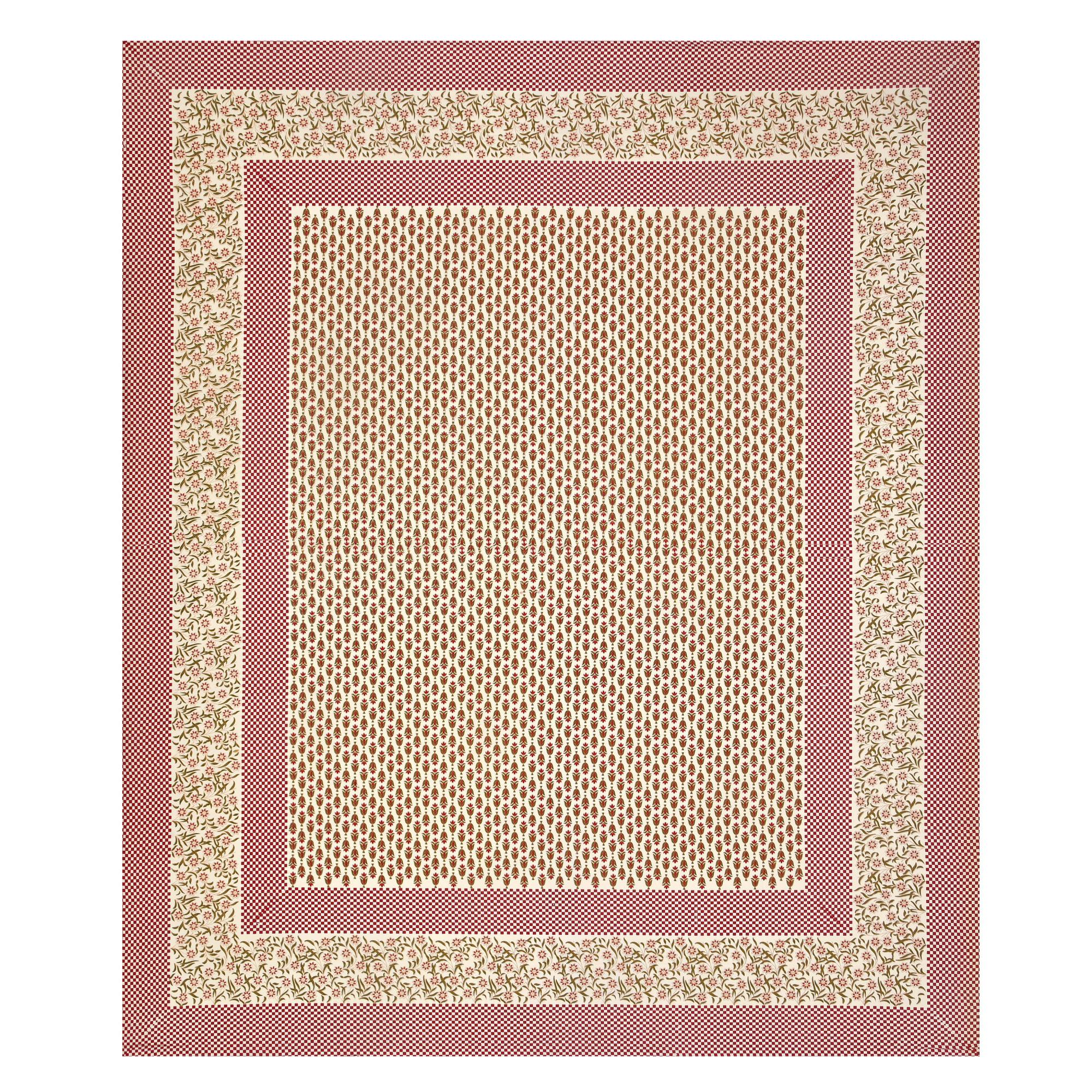 Pink Green Floral Print Pure Cotton Double Bedsheet with 2 Pillow Covers