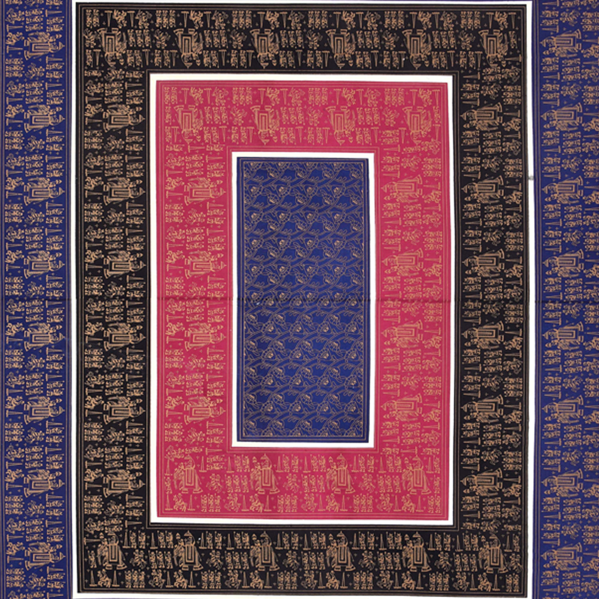 Royal Barat Pattern with Golden Print Pure Cotton Double Bedsheet with 2 Pillow Covers