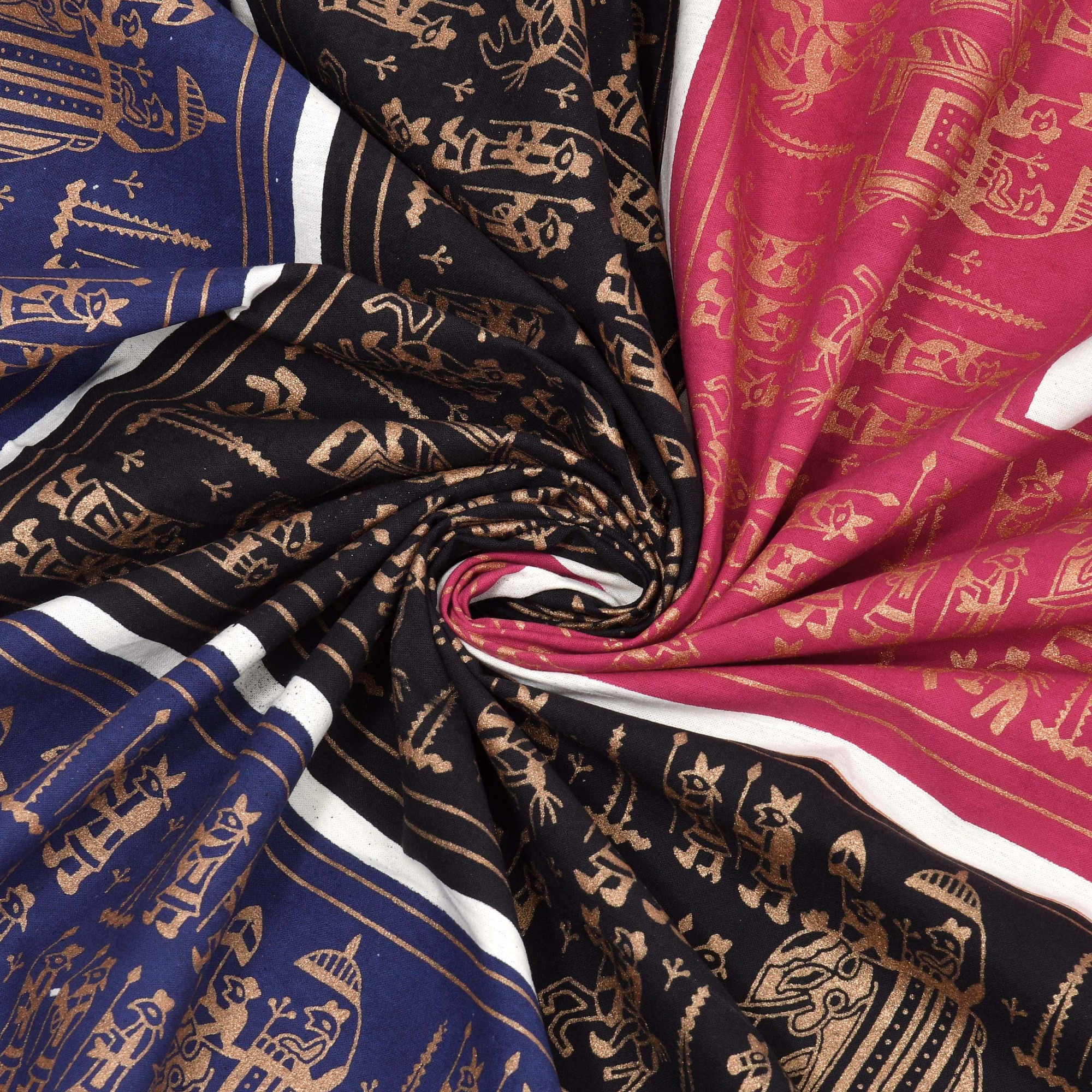 Royal Barat Pattern with Golden Print Pure Cotton Double Bedsheet with 2 Pillow Covers