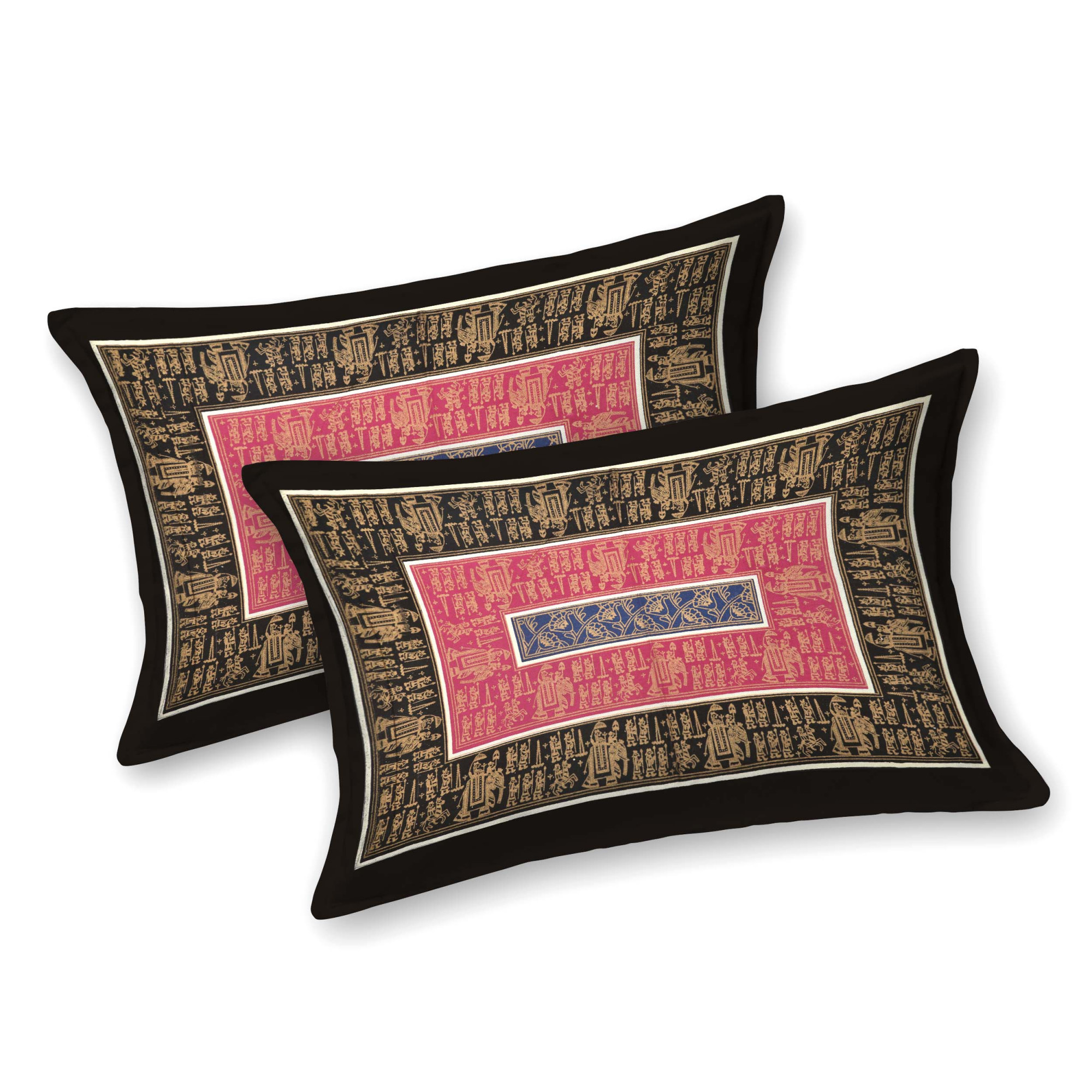 Royal Barat Pattern with Golden Print Pure Cotton Double Bedsheet with 2 Pillow Covers