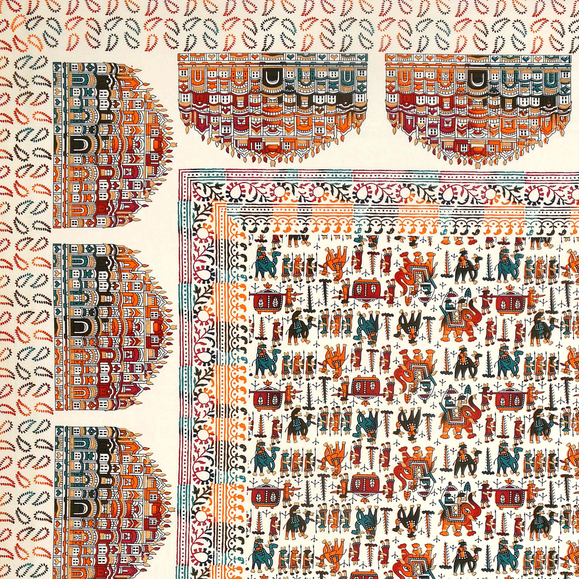 Satrangi Hawa Mahal Pattern Pure Cotton Double Bedsheet with 2 Pillow Covers