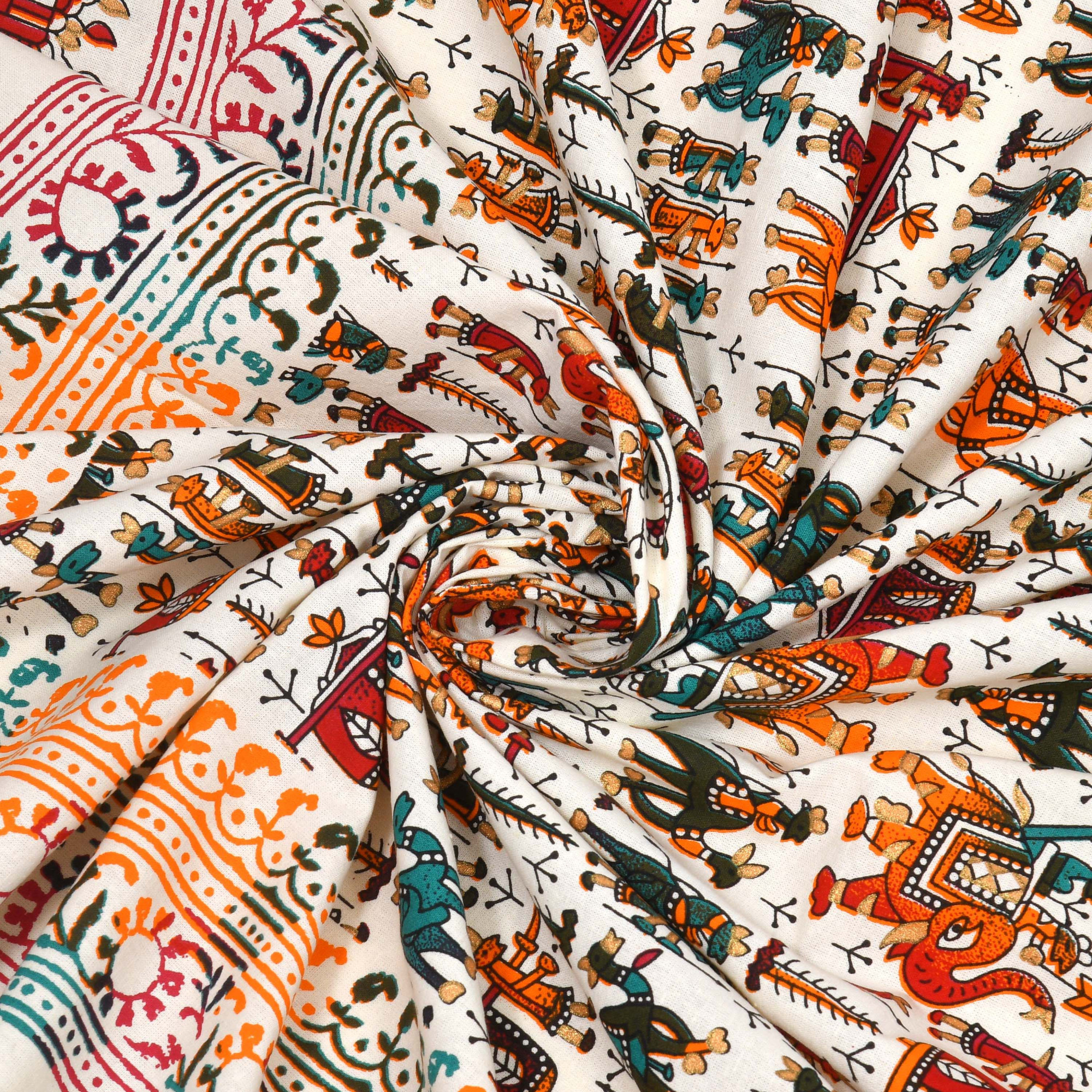 Satrangi Hawa Mahal Pattern Pure Cotton Double Bedsheet with 2 Pillow Covers