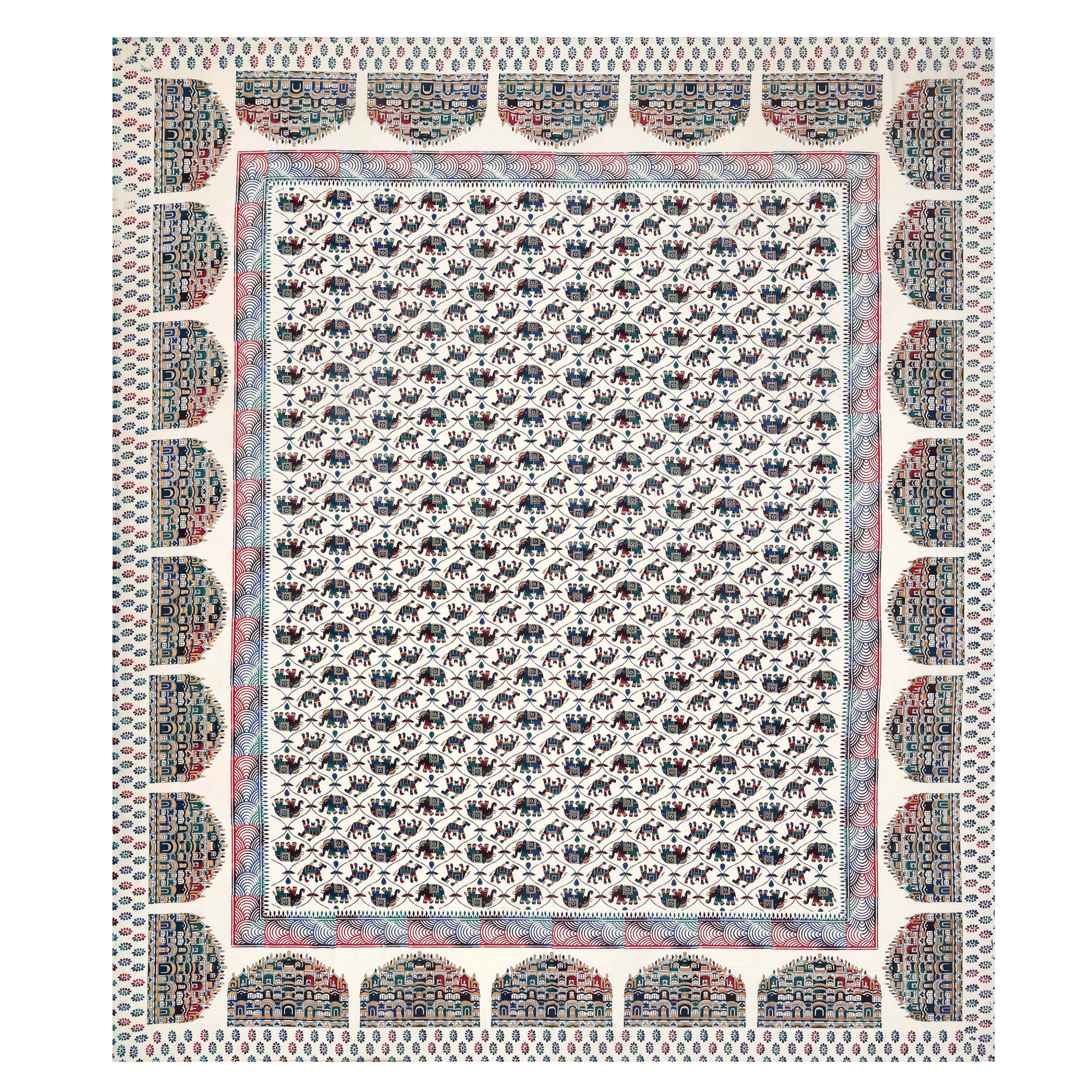 Satrangi Hawa Mahal Pattern Pure Cotton Double Bedsheet with 2 Pillow Covers