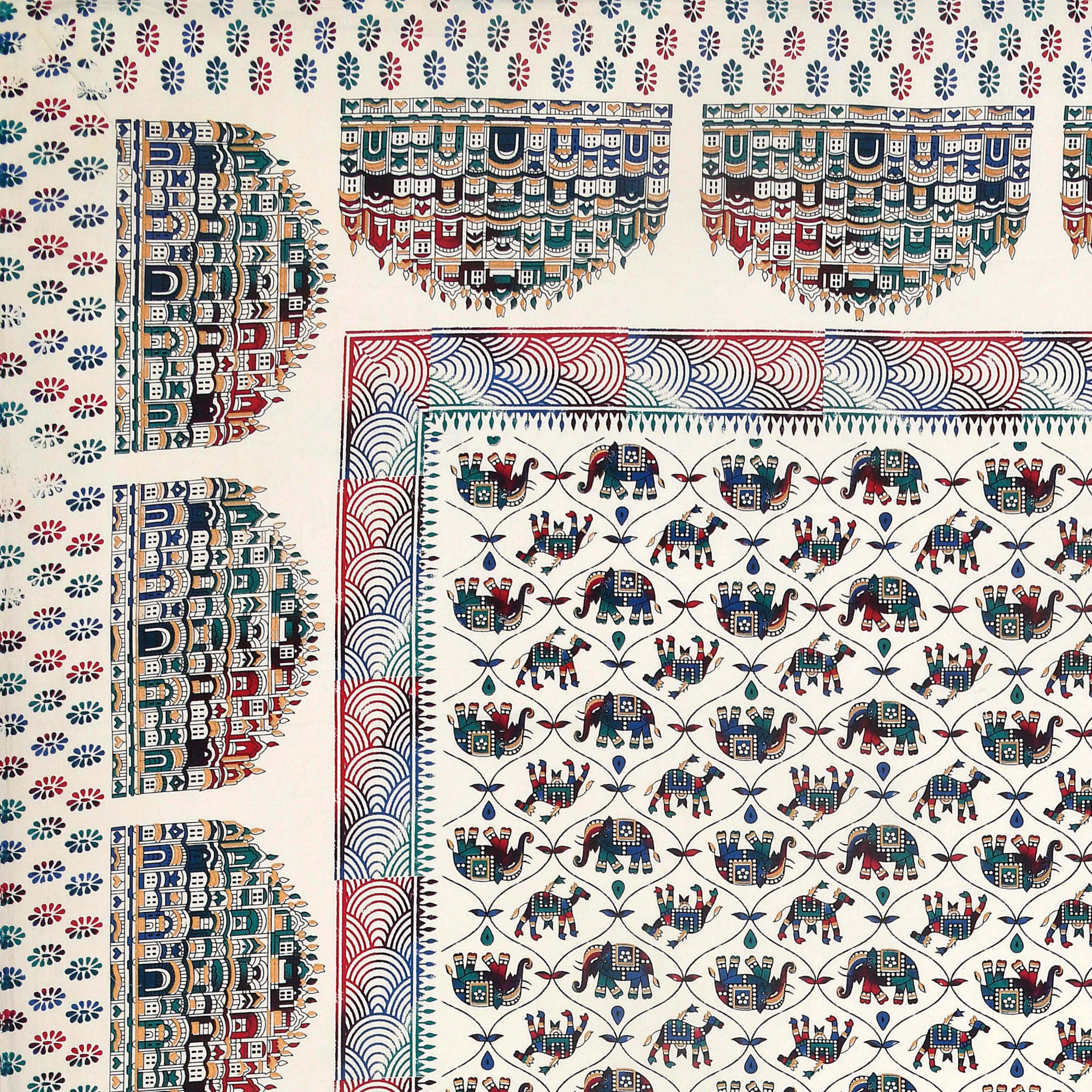 Satrangi Hawa Mahal Pattern Pure Cotton Double Bedsheet with 2 Pillow Covers