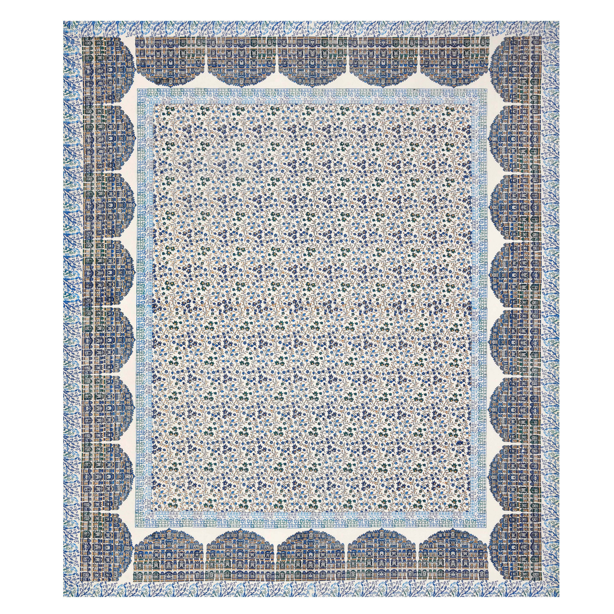 Satrangi Hawa Mahal With Floral Print Pure Cotton Double Bedsheet with 2 Pillow Covers