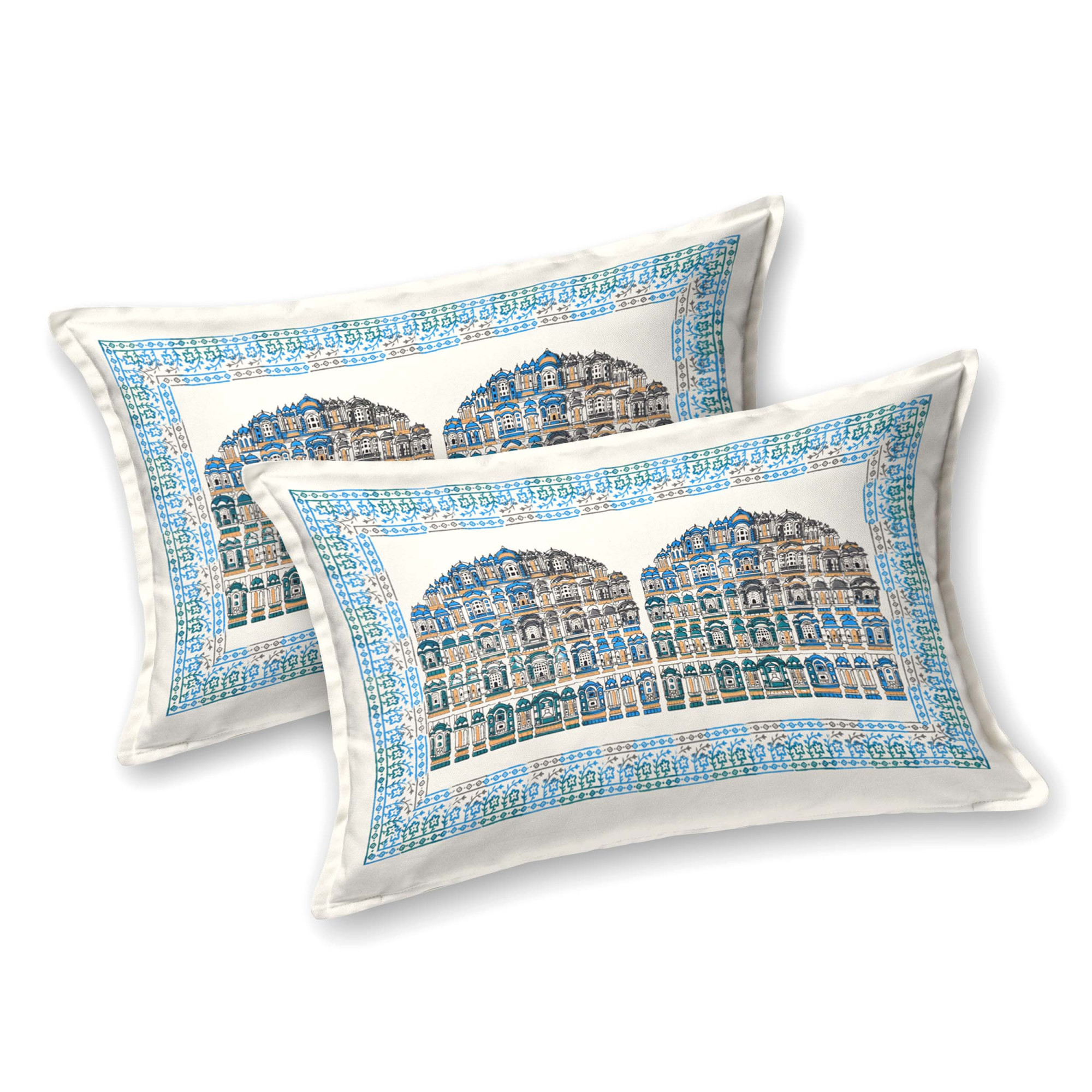 Satrangi Hawa Mahal With Floral Print Pure Cotton Double Bedsheet with 2 Pillow Covers