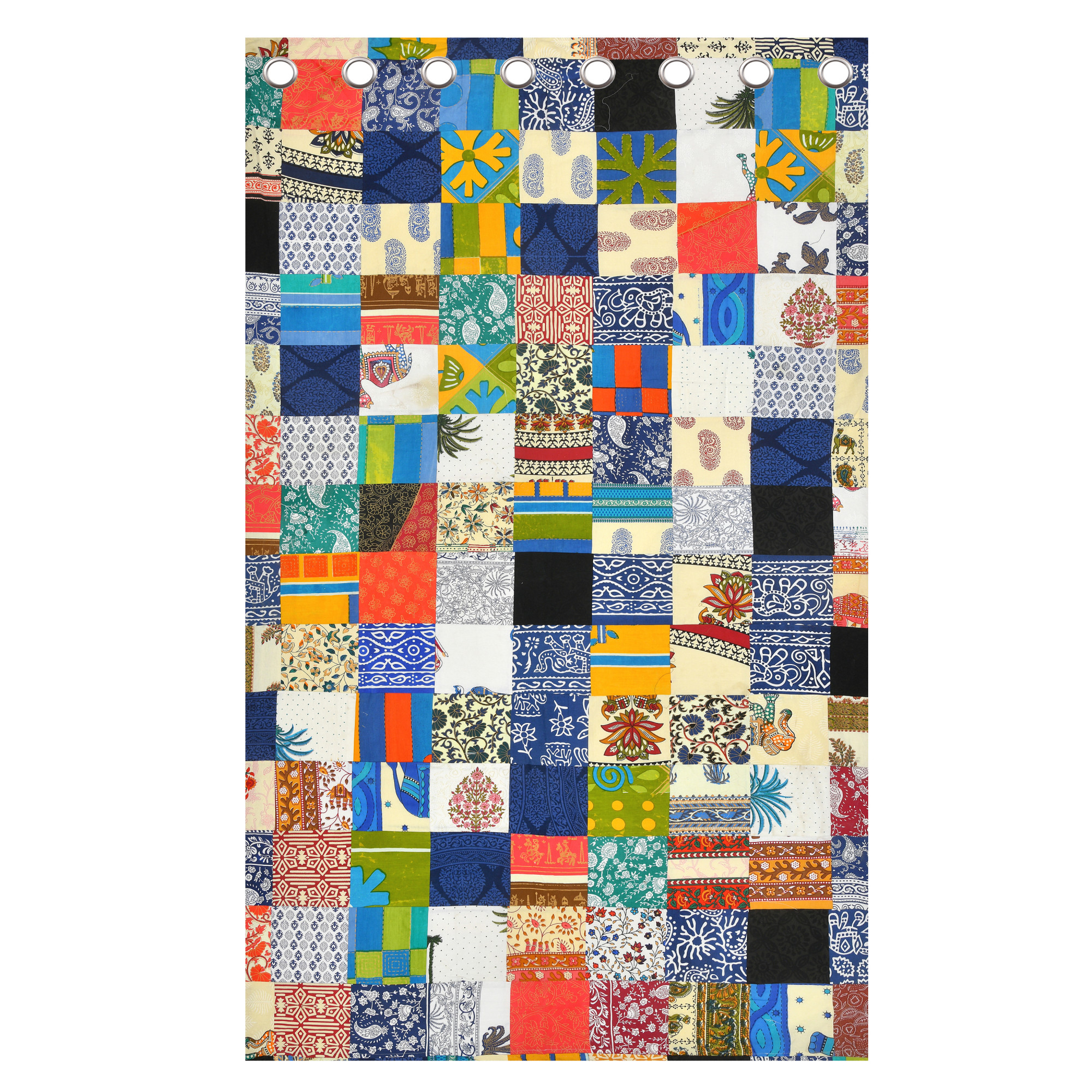 Satrangi Multi Patachwork 100 Cotton Curtains For Living Room Bedroom Curtains - Pack Of 2 Curtains