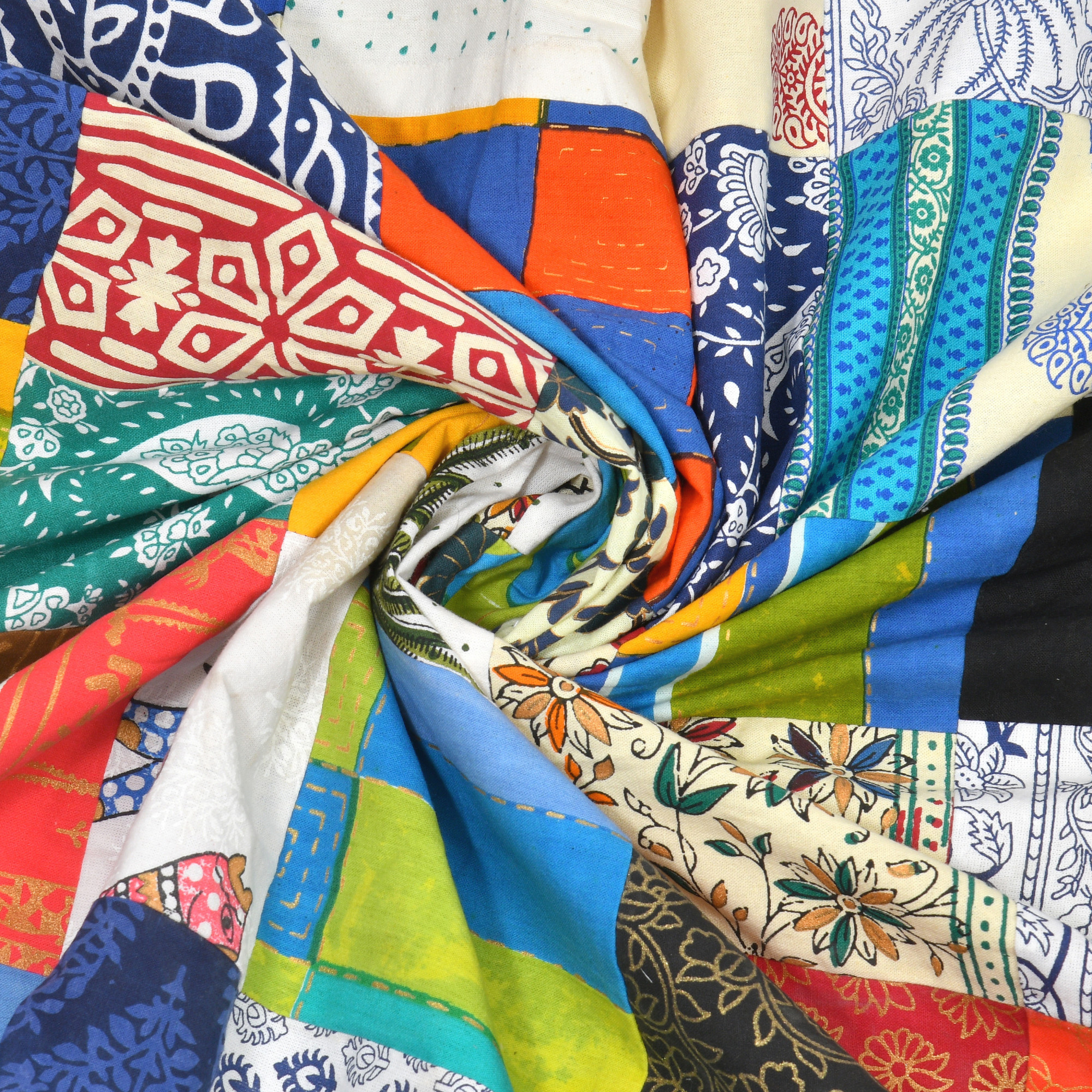 Satrangi Multi Patachwork 100 Cotton Curtains For Living Room Bedroom Curtains - Pack Of 2 Curtains