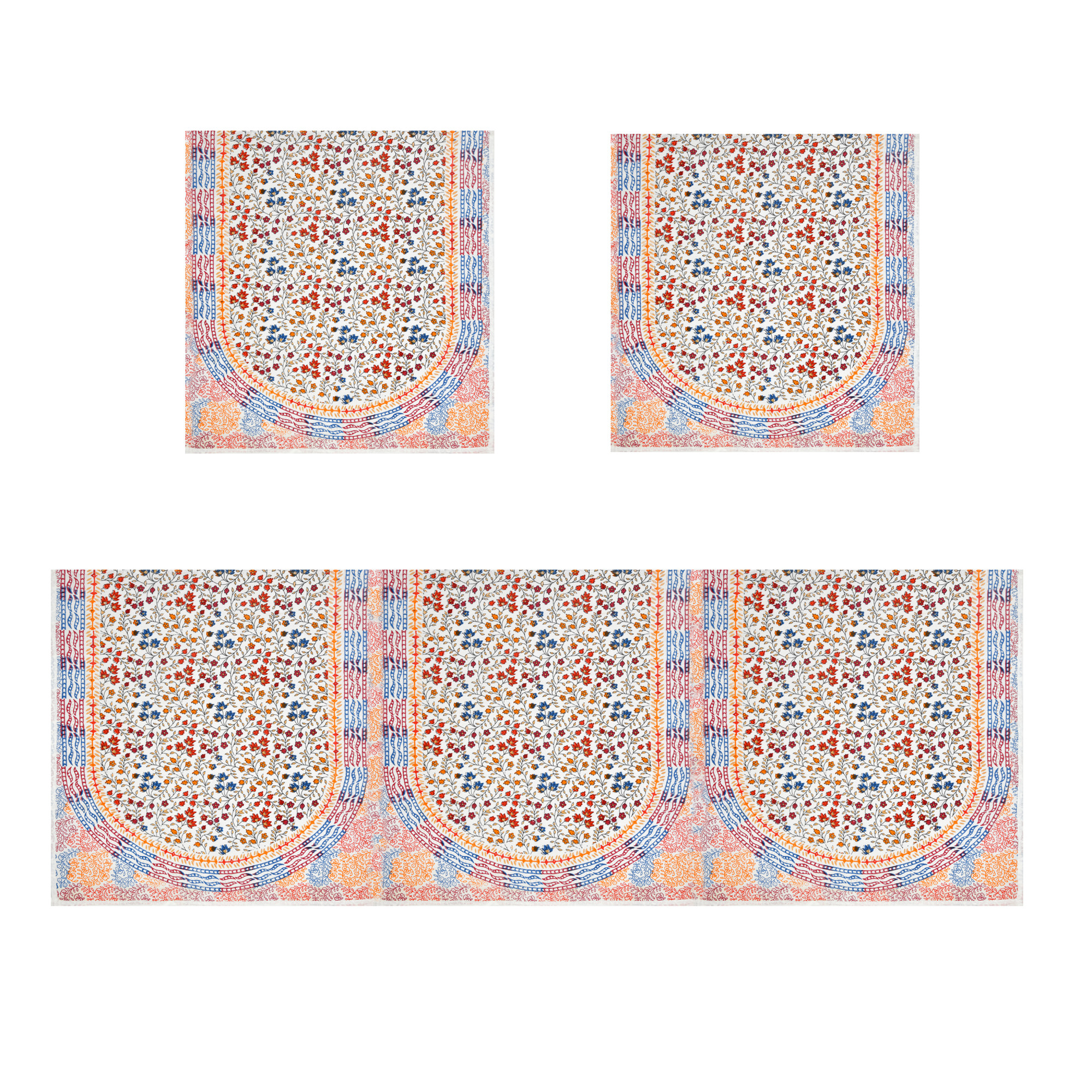 Satrangi Golden Floral Printed Pure Cotton Sofa Set Cover Set of 10 Pieces