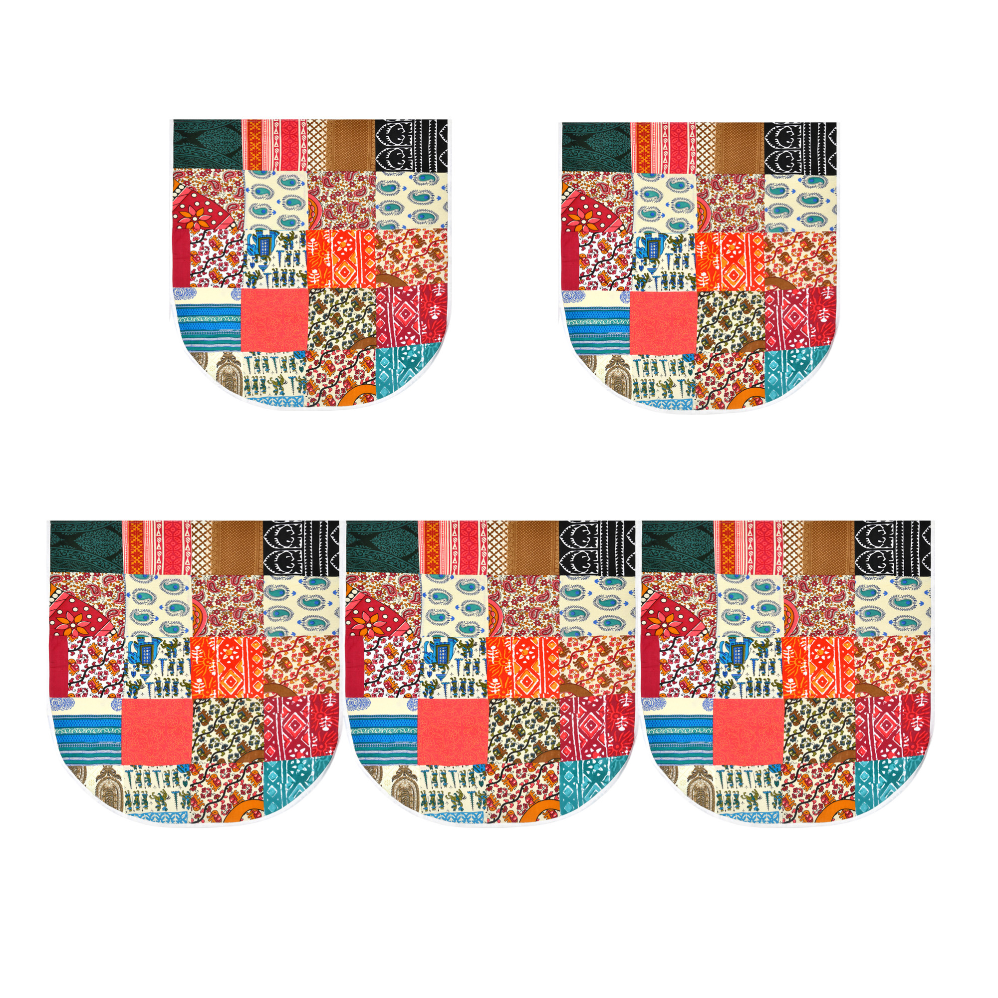 Multi Satrangi Patchwork Pure Cotton Sofa Set Cover Set of 10 Pieces