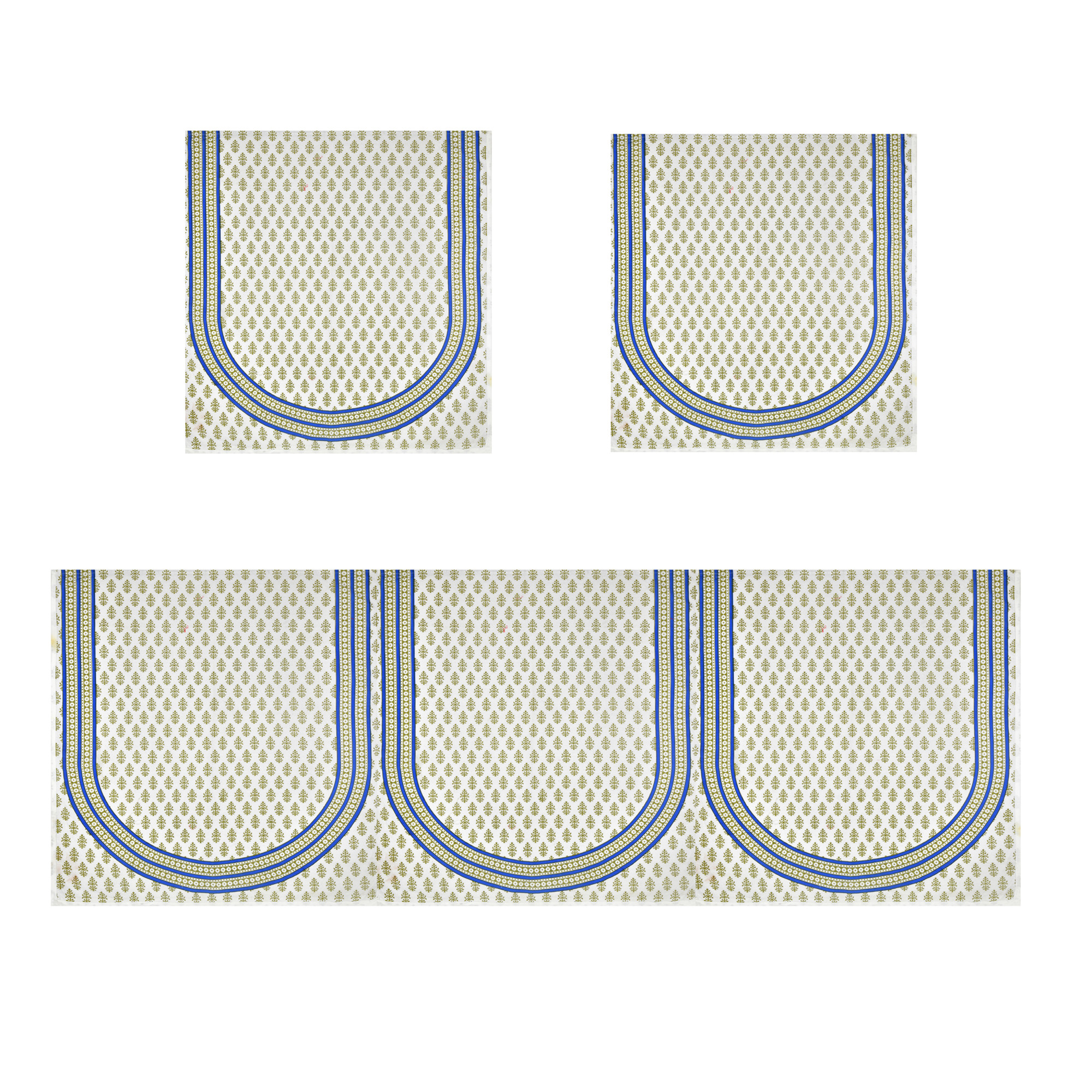 Green Floral Printed Pure Cotton Sofa Set Cover Set of 10 Pieces