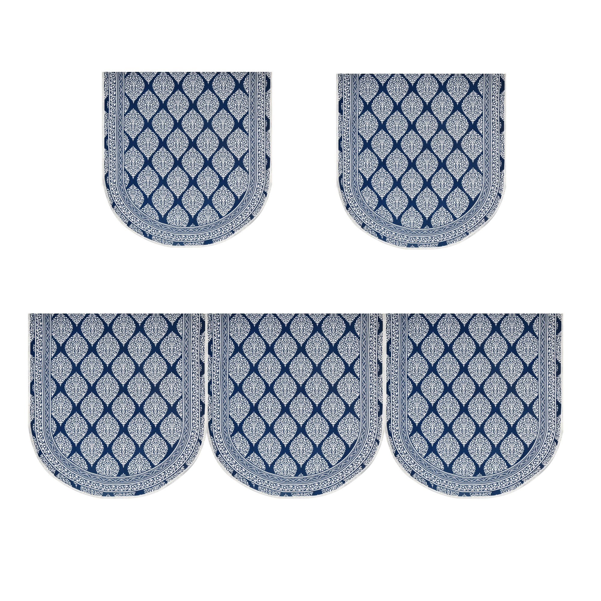 Blue Base with White Floral Print Pure Cotton Sofa Set Cover Set of 10 Pieces