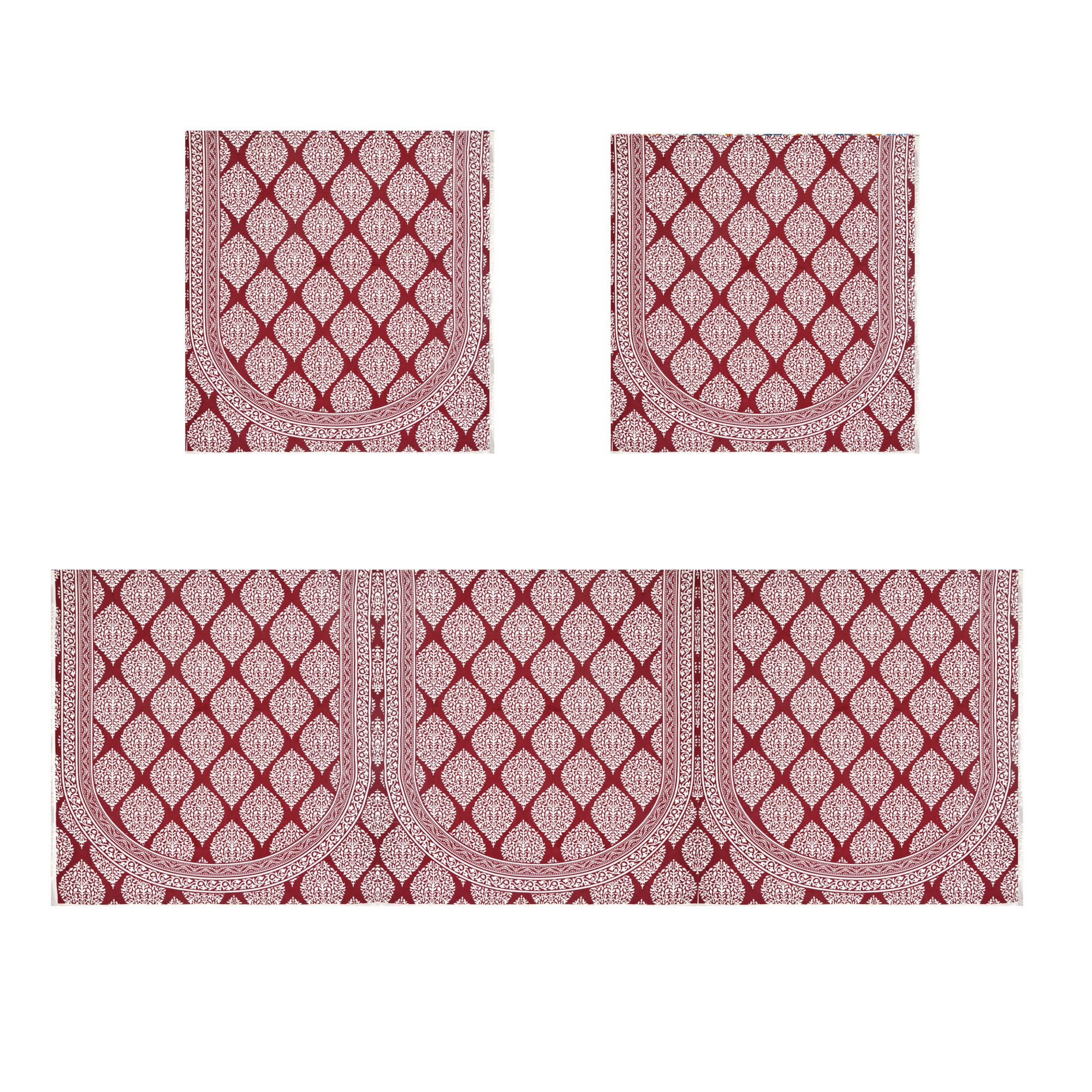 Maroon Base with White Floral Print Pure Cotton Sofa Set Cover Set of 10 Pieces