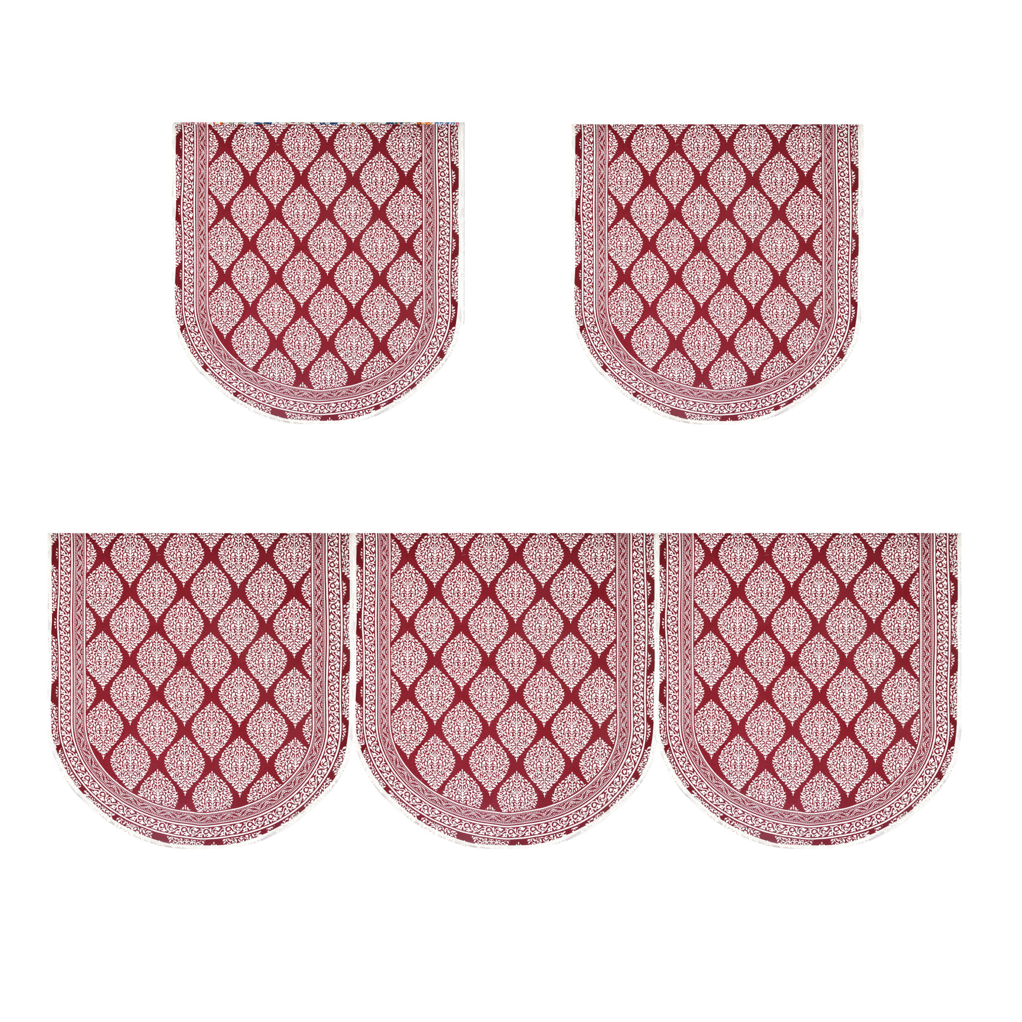 Maroon Base with White Floral Print Pure Cotton Sofa Set Cover Set of 10 Pieces